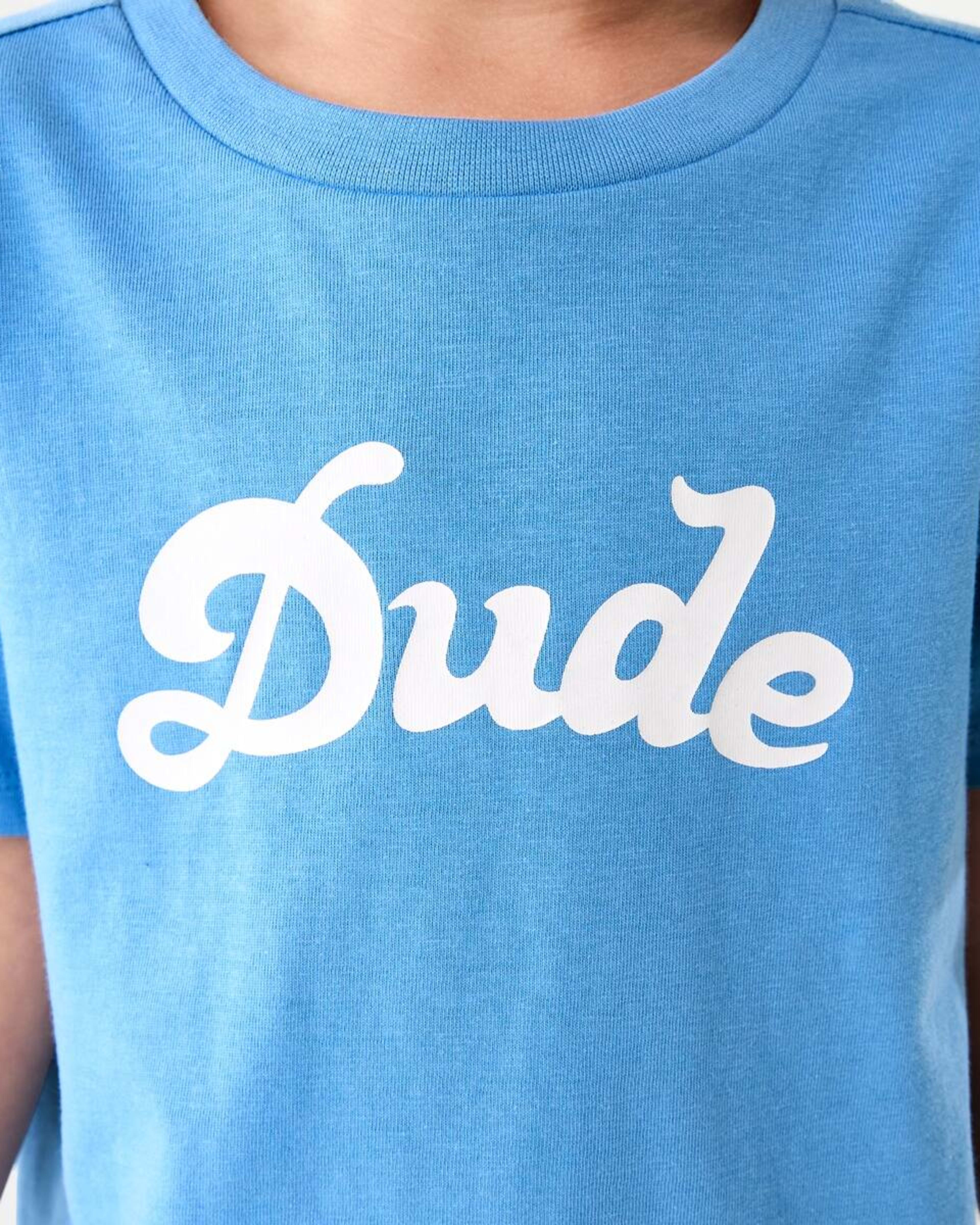 4 Chest Print T-shirt SCRIPT DUDE WASHED BLUE, 4 of 6