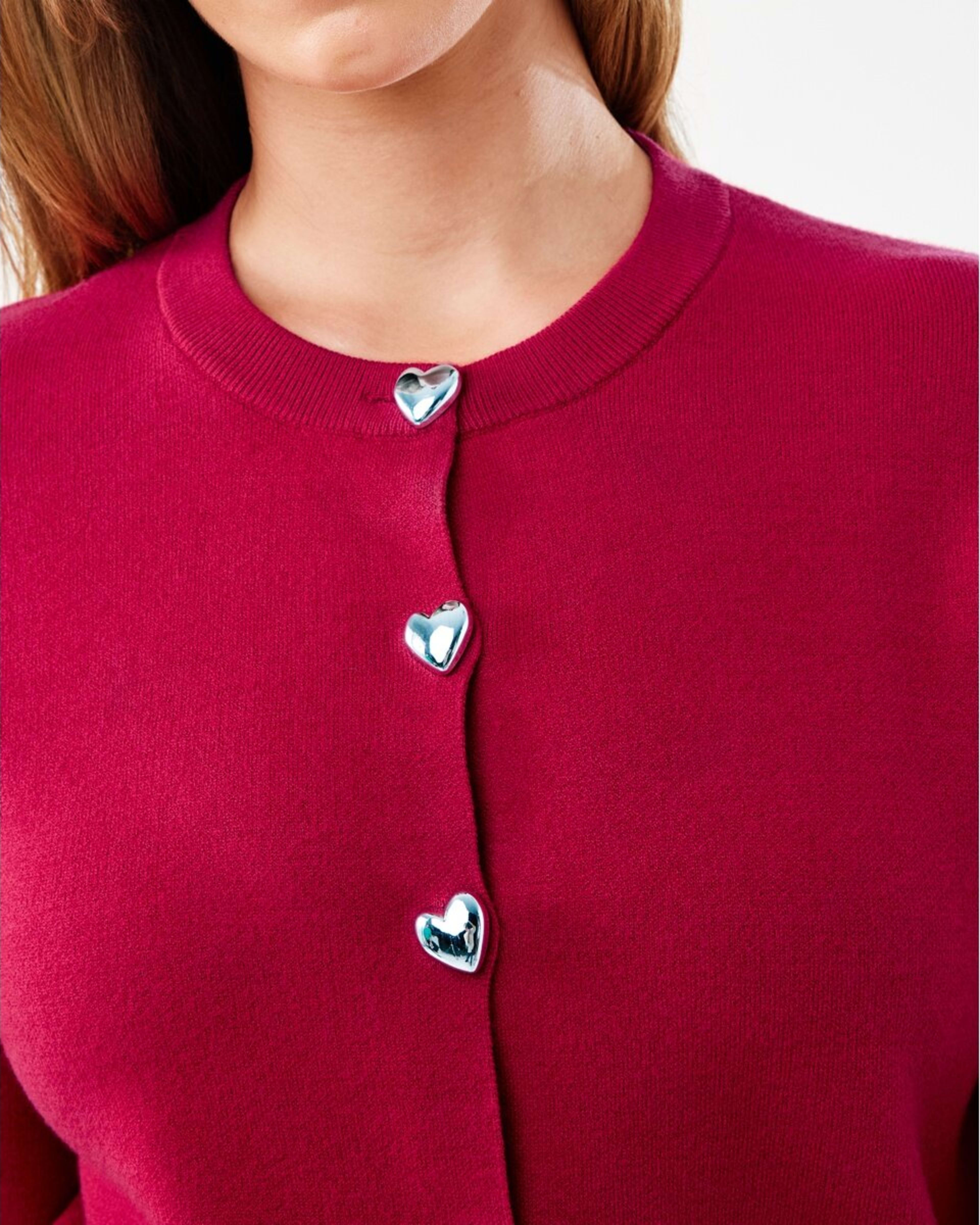 5 Compact Heart Cardigan Spice Red, 5 of 6