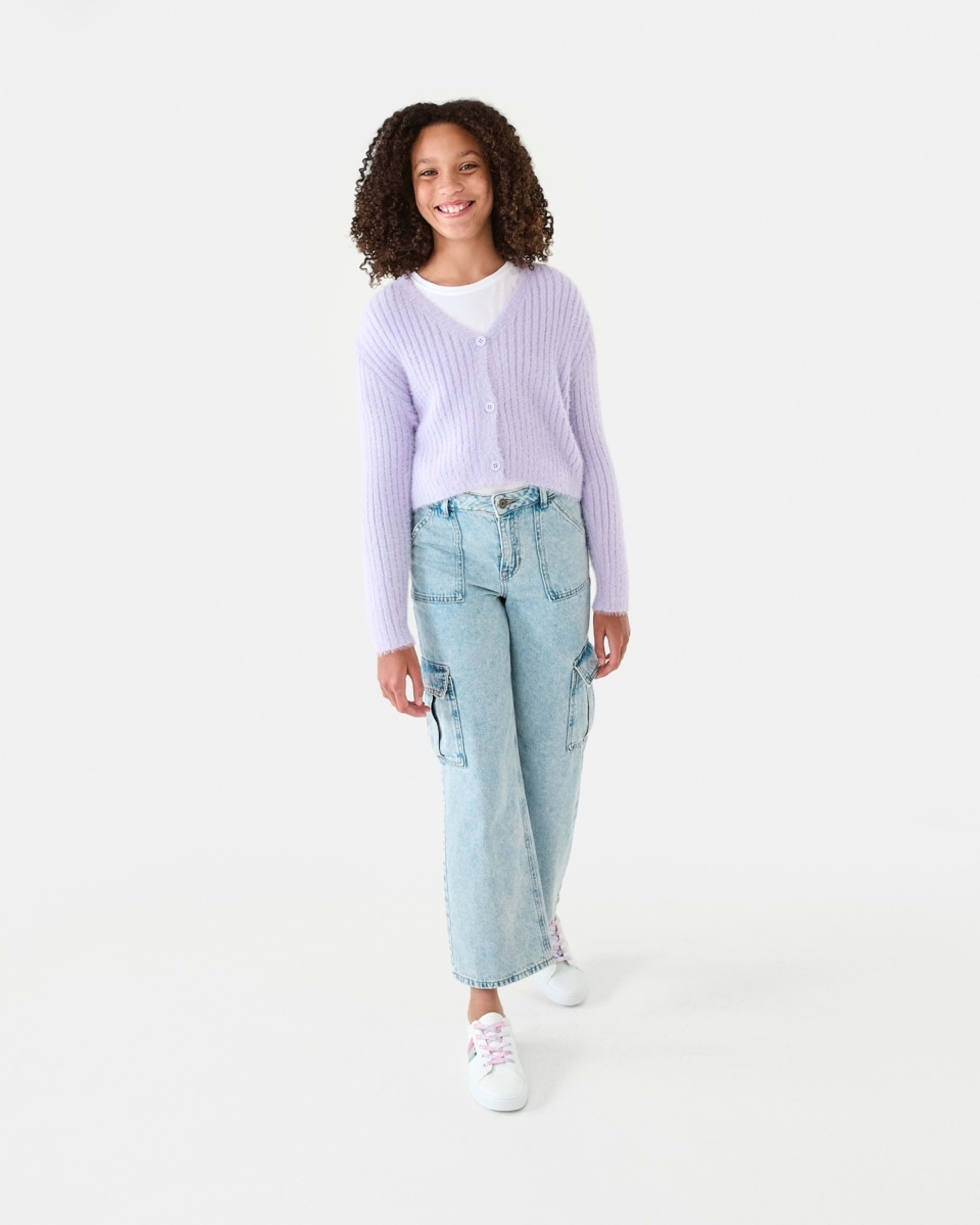 6 Crop Rib Cardigan Pst Purple, 6 of 9