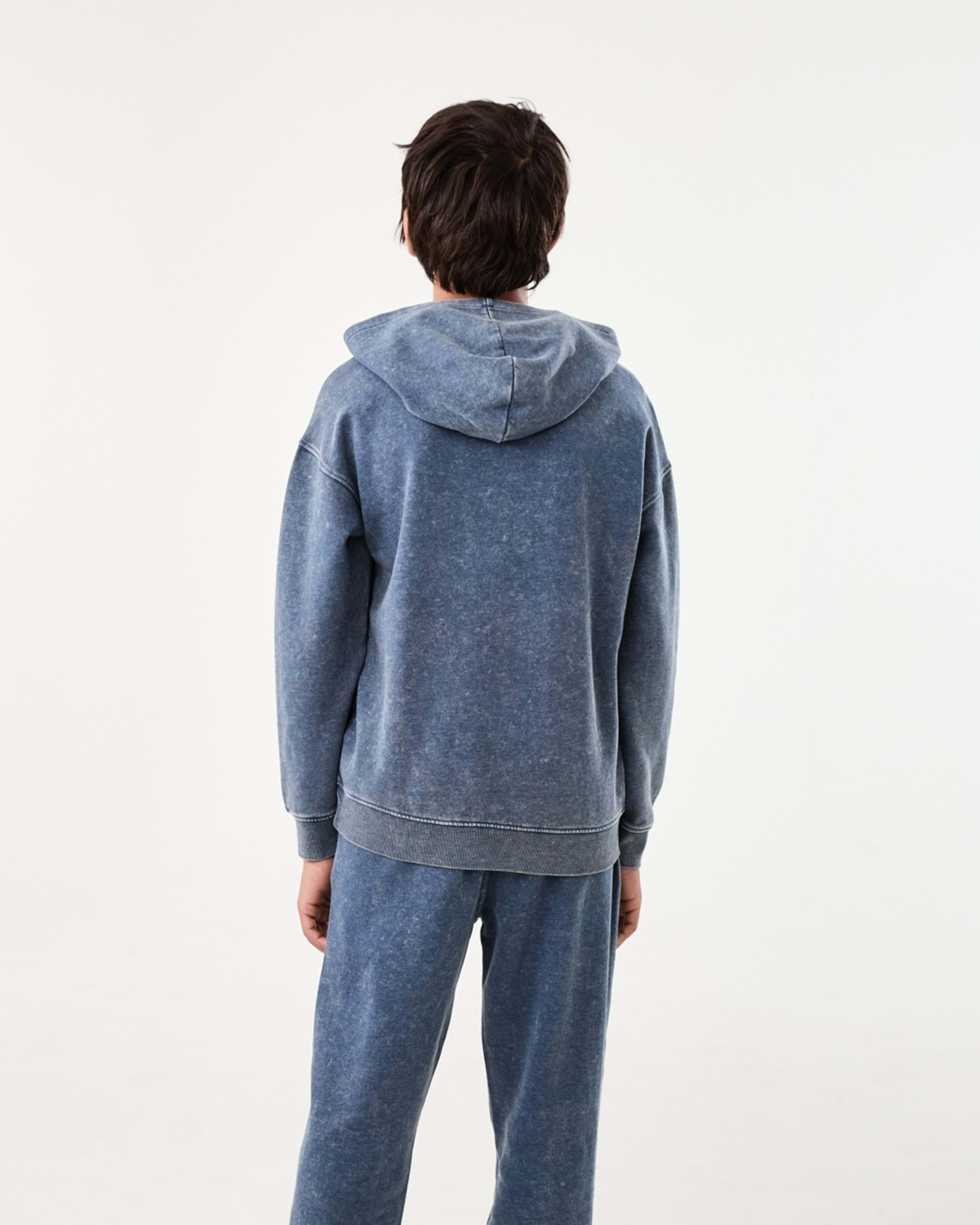 2 Oversized Washed Hoodie with Pocket Wash Blue, 2 of 8