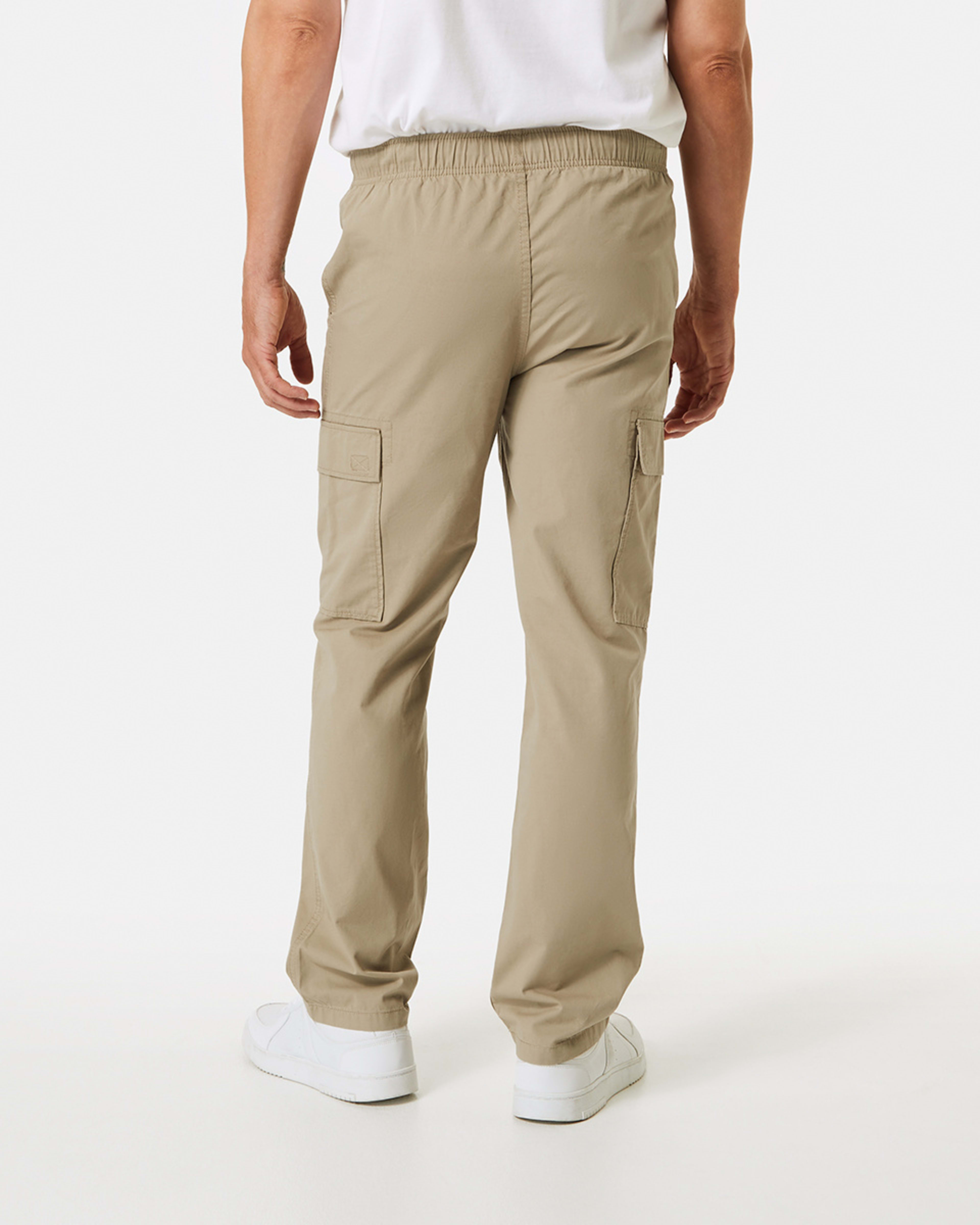 3 Elastic Waist Cargo Pants Khaki Beig, 3 of 5