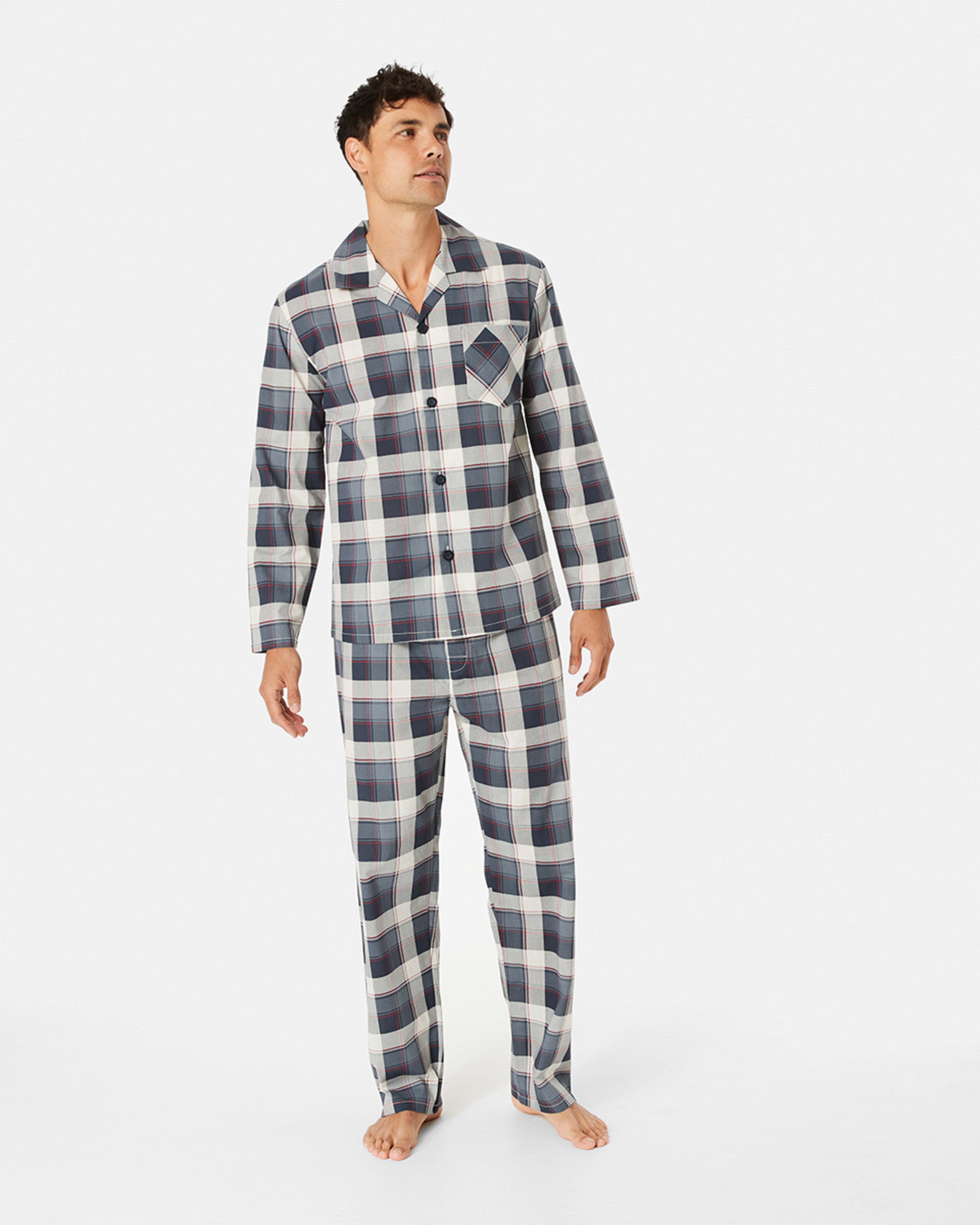 1 Long Leg Woven Pyjama Set Class Check Black Iris