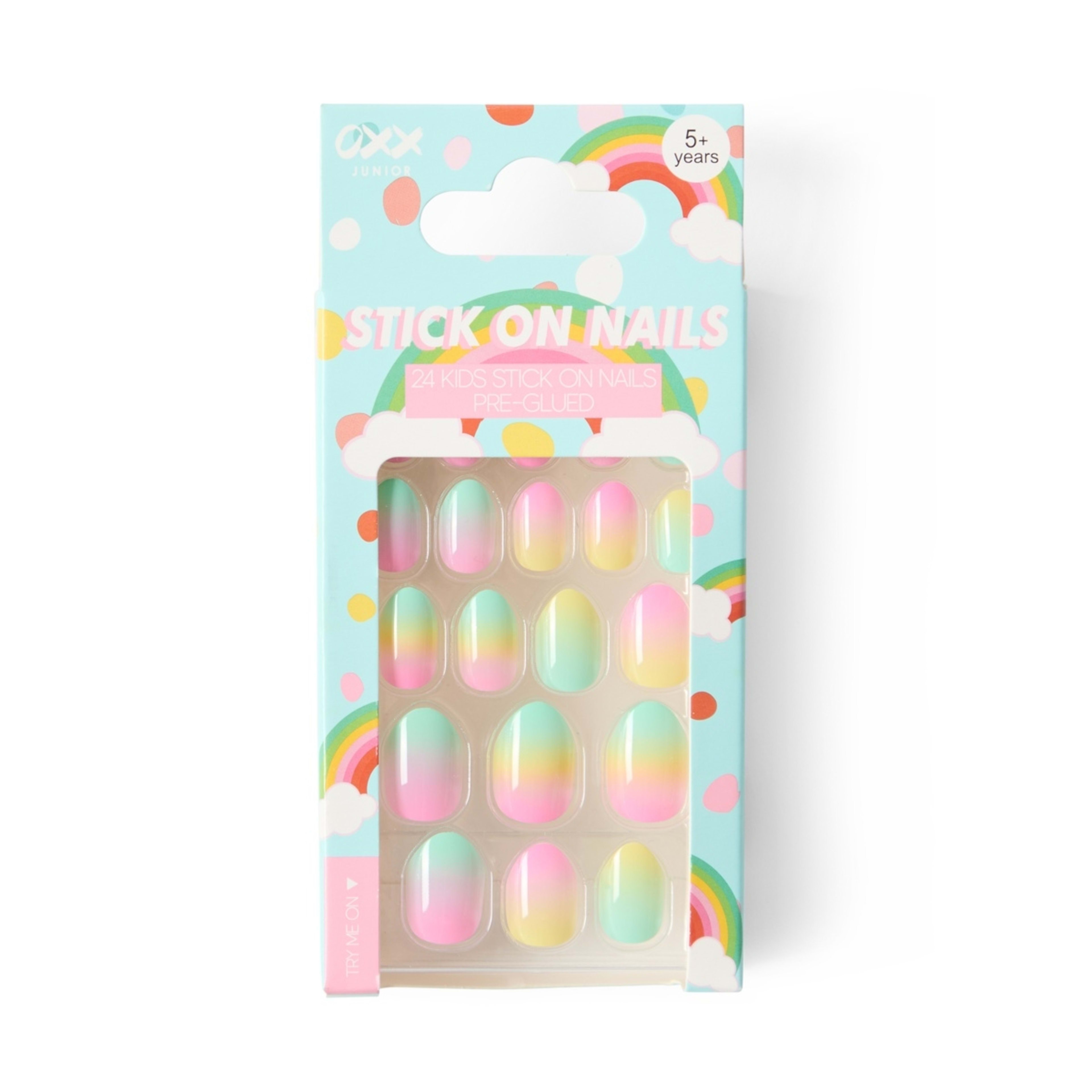 1 OXX Junior 24 Pack Pre-Glued Stick-On Nails - Multi Ombre