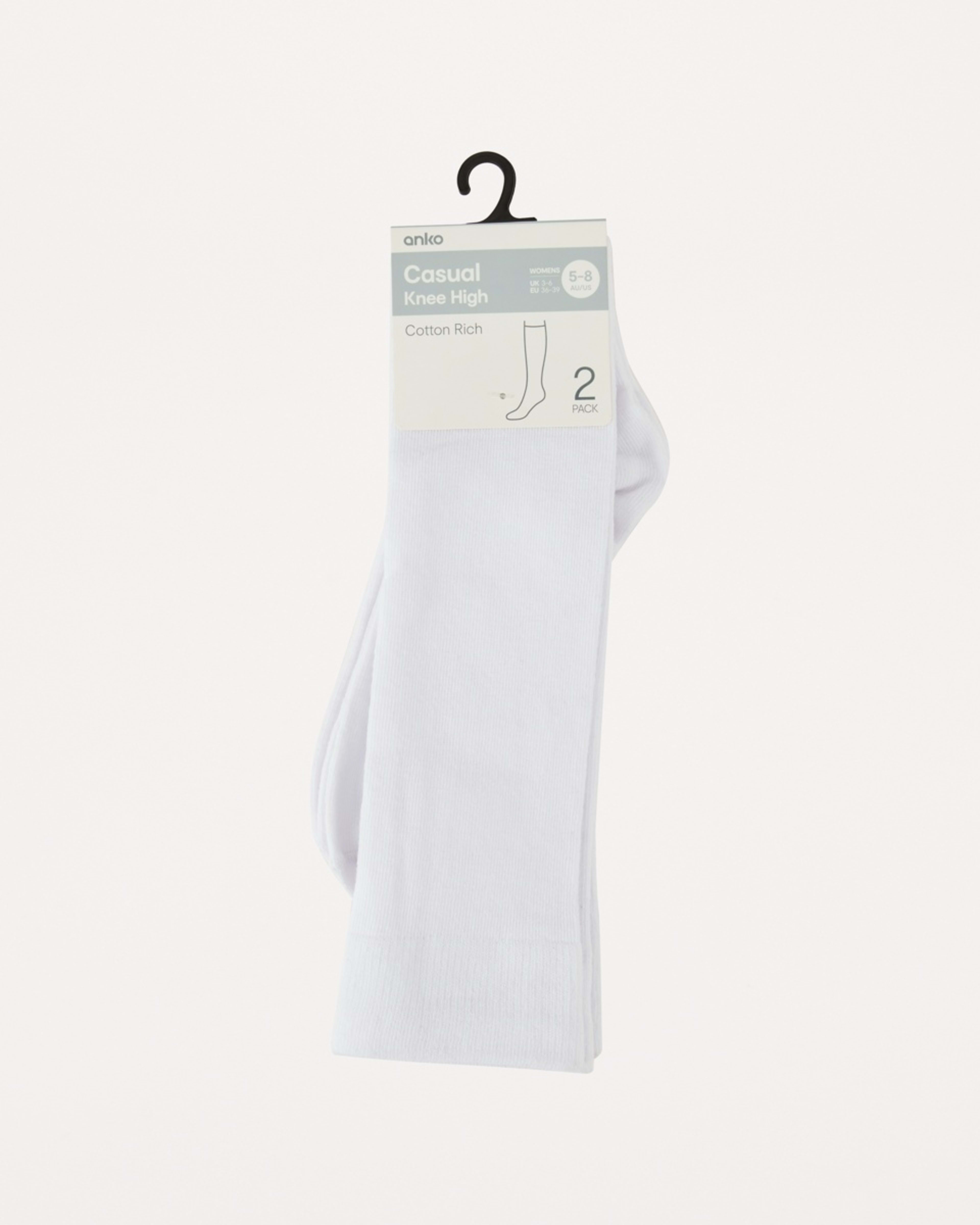 3 2 Pack Knee High Socks WHITE, 3 of 3