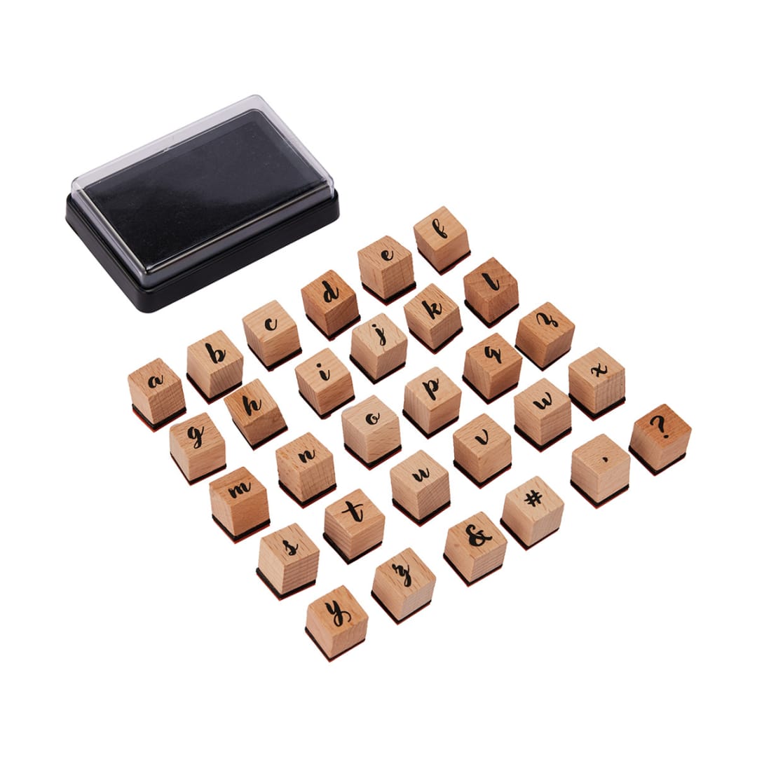 Wooden Stamp Set Alphabet, Small Script Kmart
