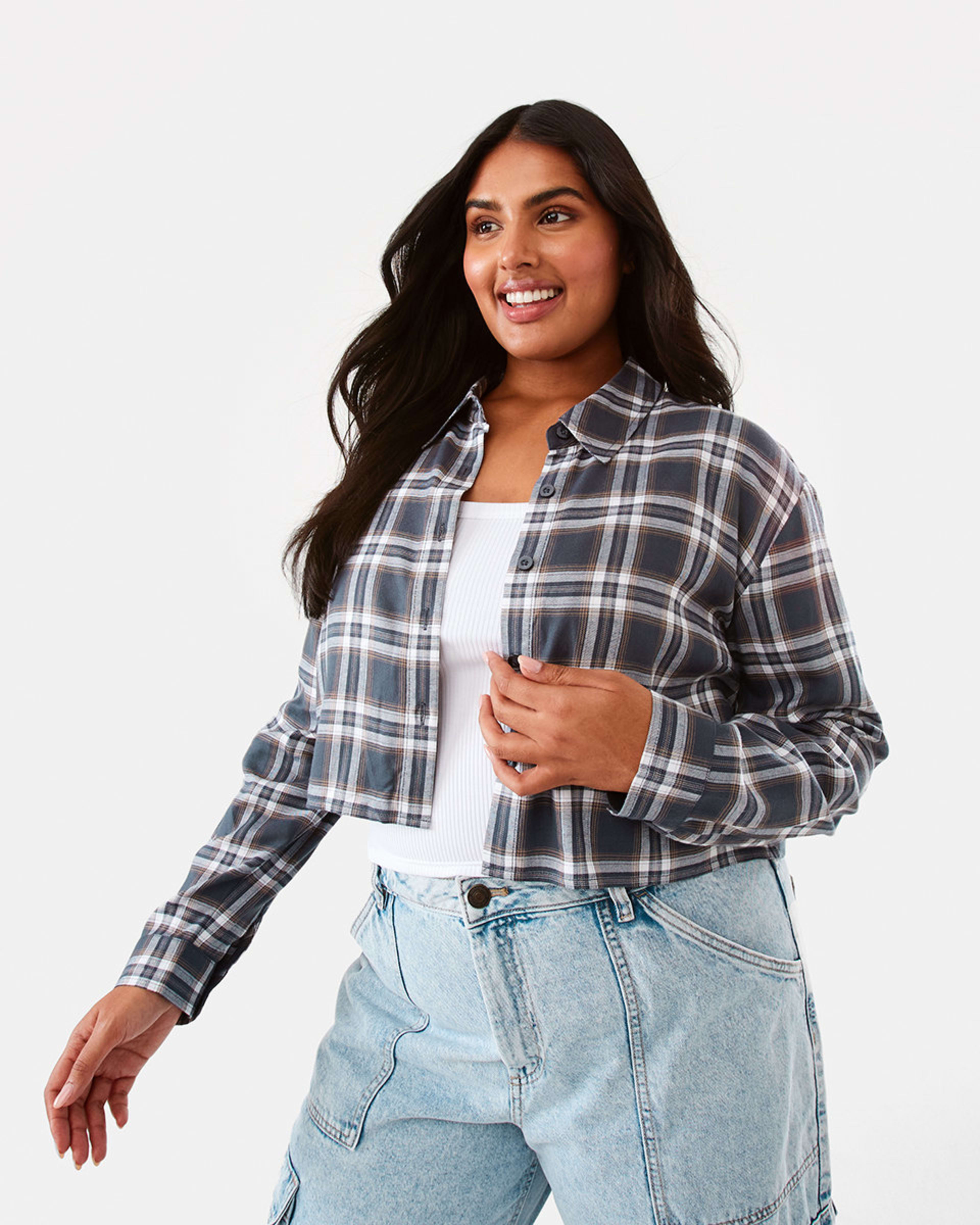 3 Long Sleeve Crop Check Shirt Check, 3 of 10