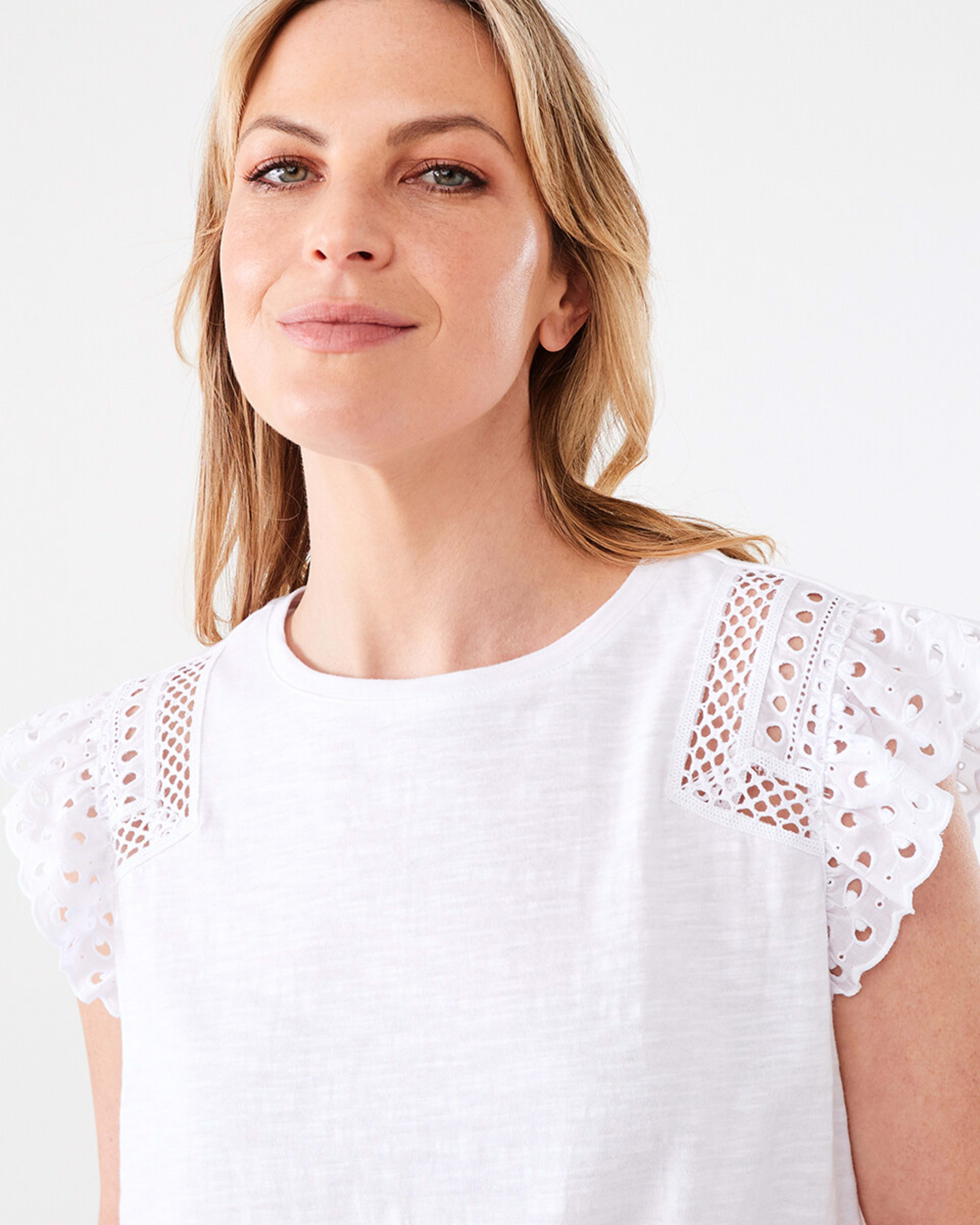 4 Sleeveless Broderie Shoulder Top White, 4 of 6