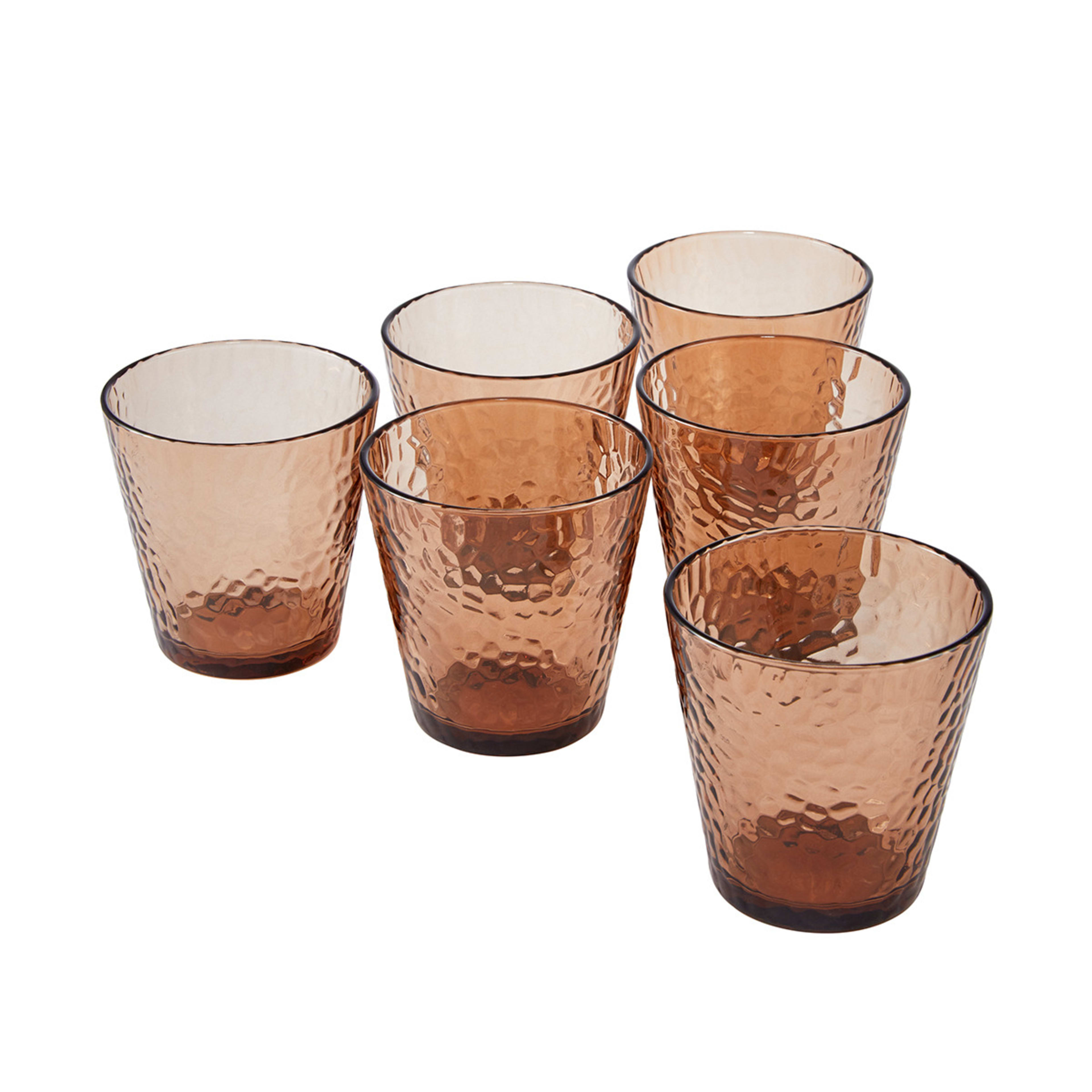 6 Amber Hammered Tumblers Kmart