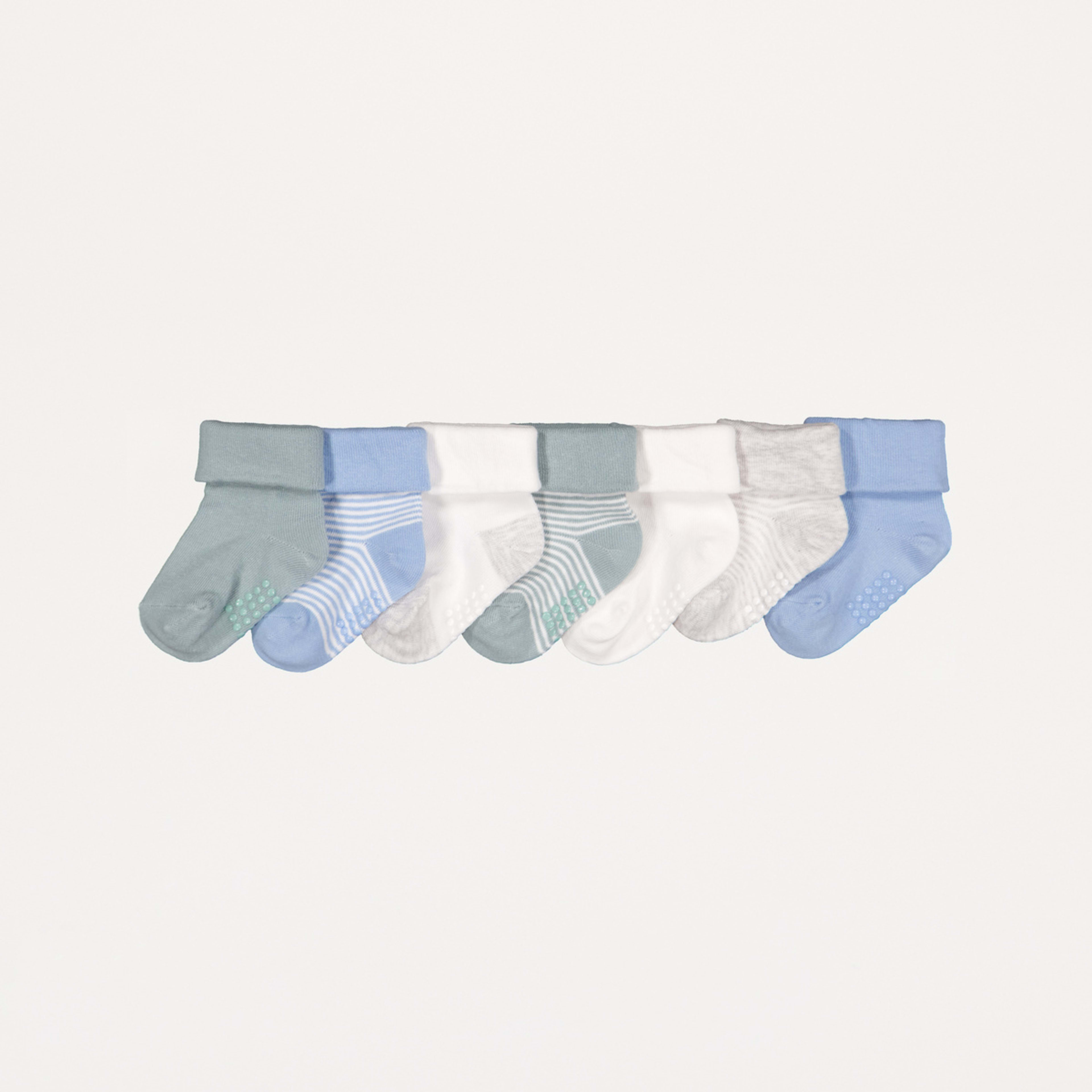 1 7 Pack Baby Turn Over Top Socks Ocean Stripe Multi Pack, 1 of 2