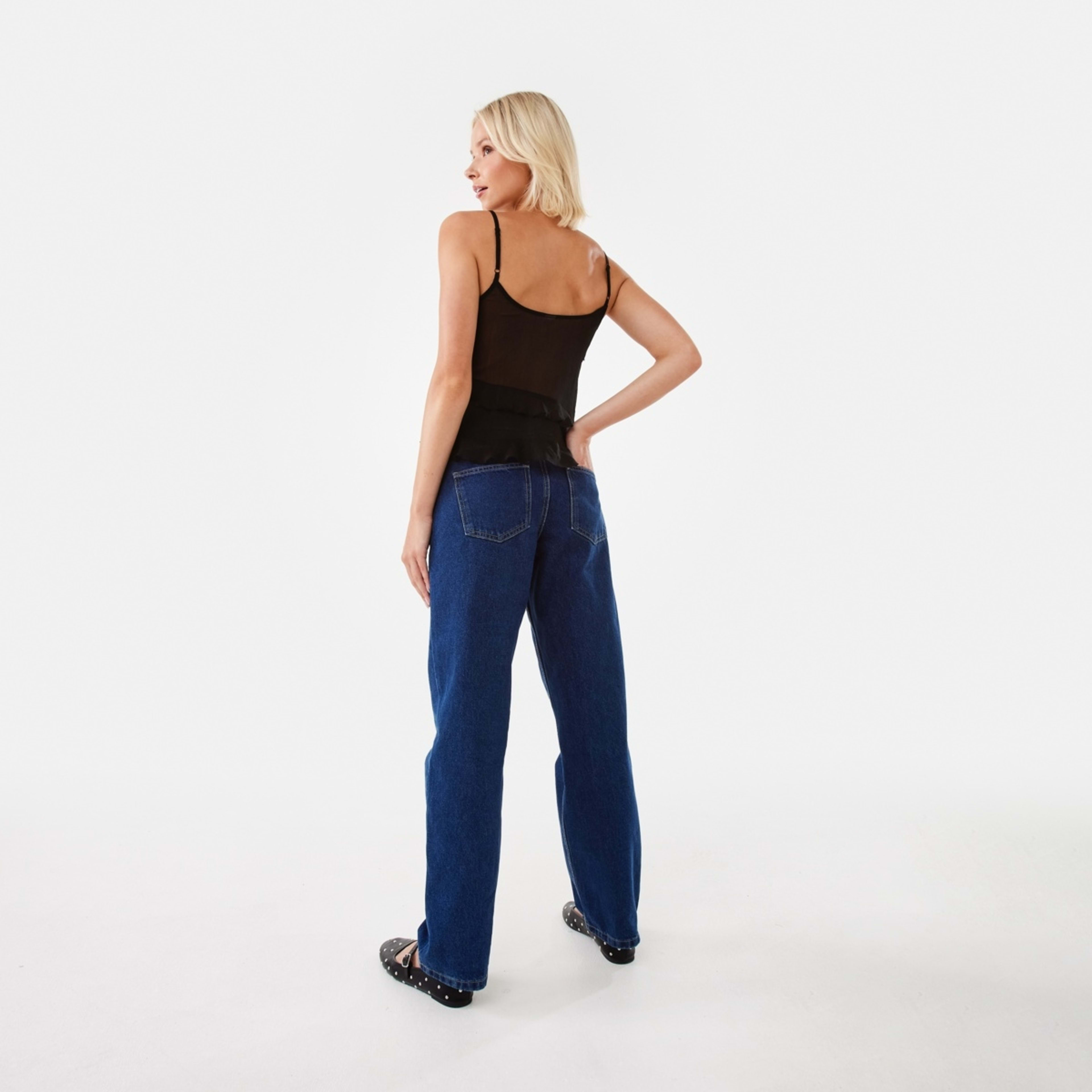 6 Sleeveless Asymmetrical Ruffle Cami Black, 6 of 10