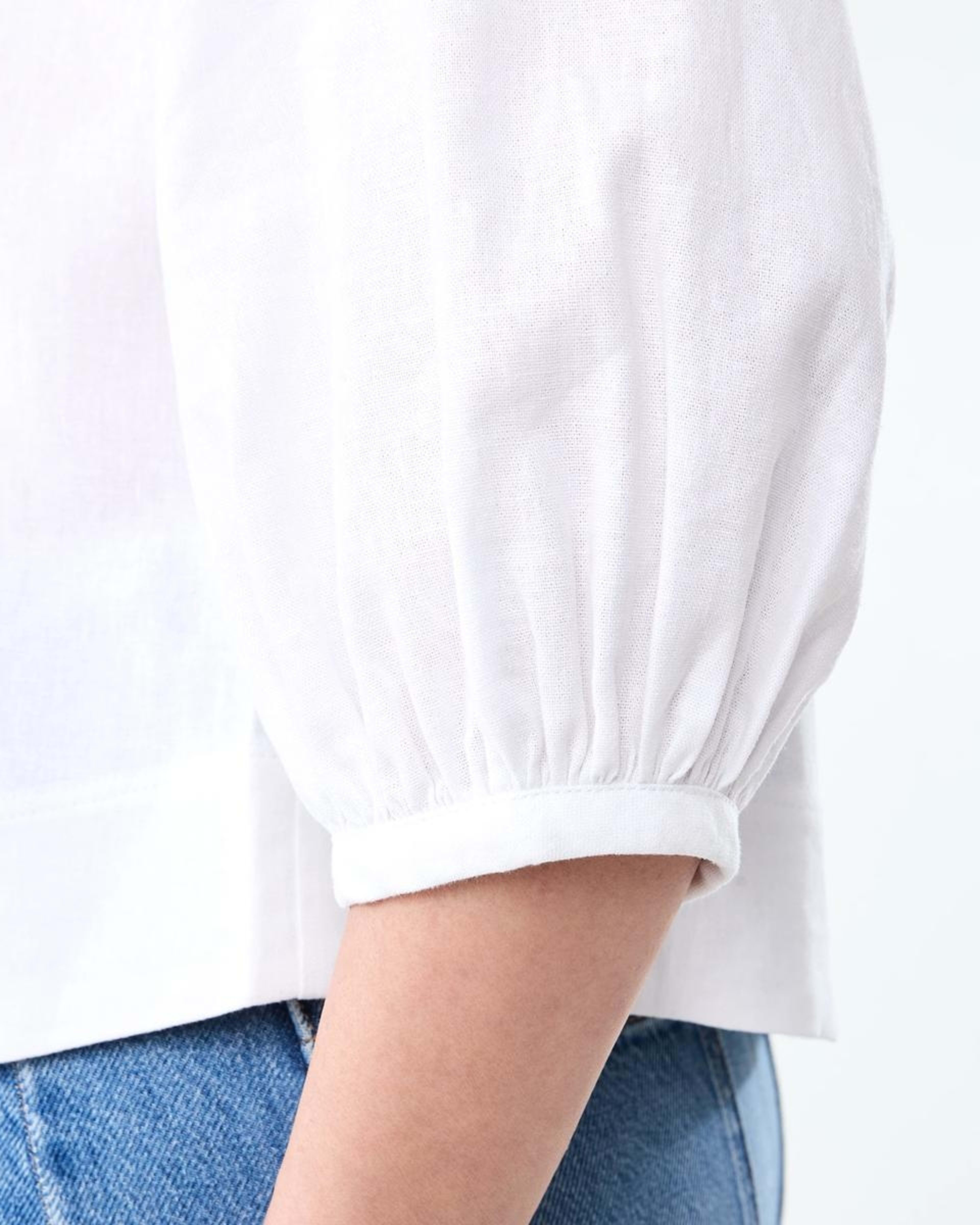 6 Long Sleeve Linen Blend Top WHITE, 6 of 7
