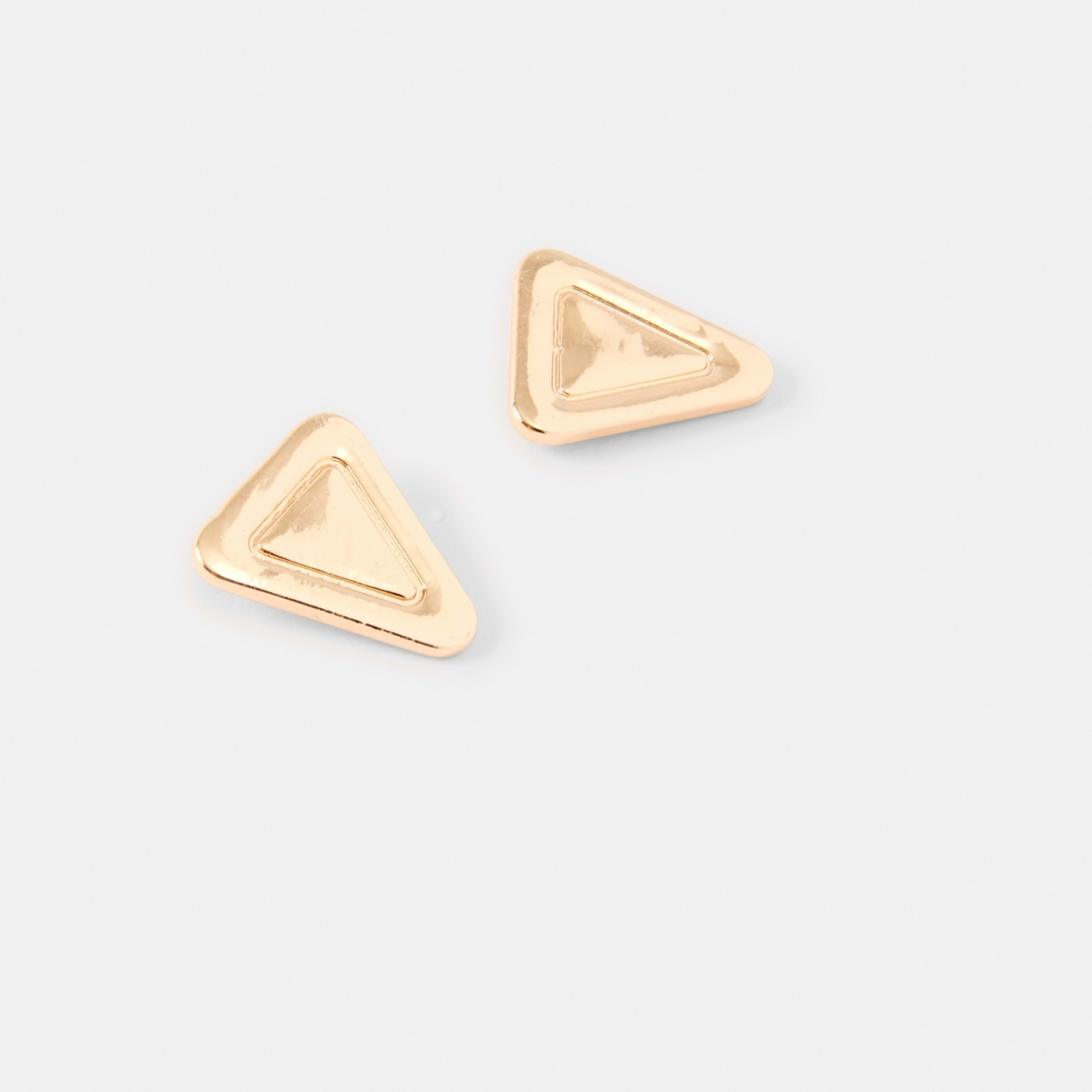 3 Triangle Stud Earrings - Gold Tone, 3 of 5