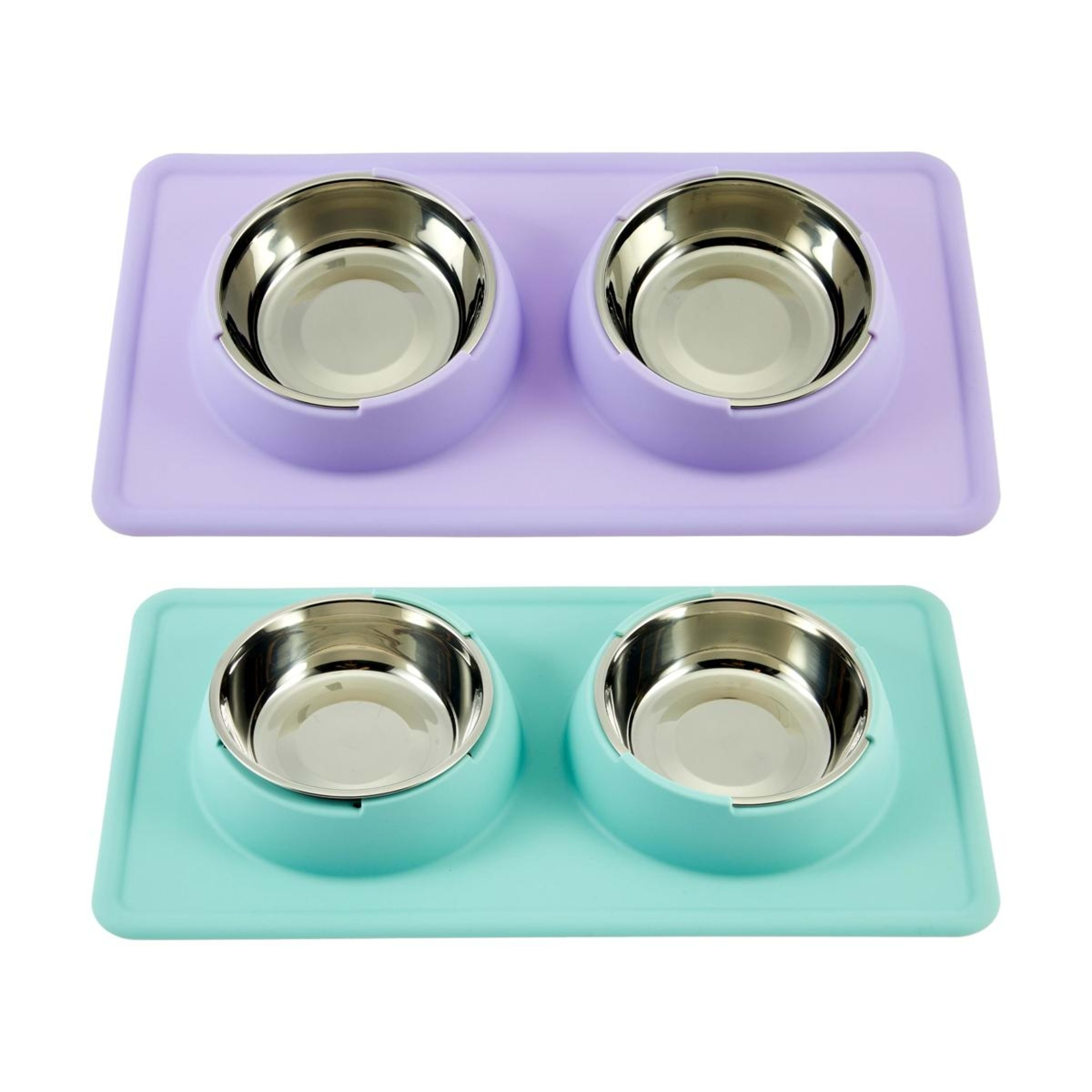 2 Pet Silicone Double Bowl - Assorted, 2 of 4