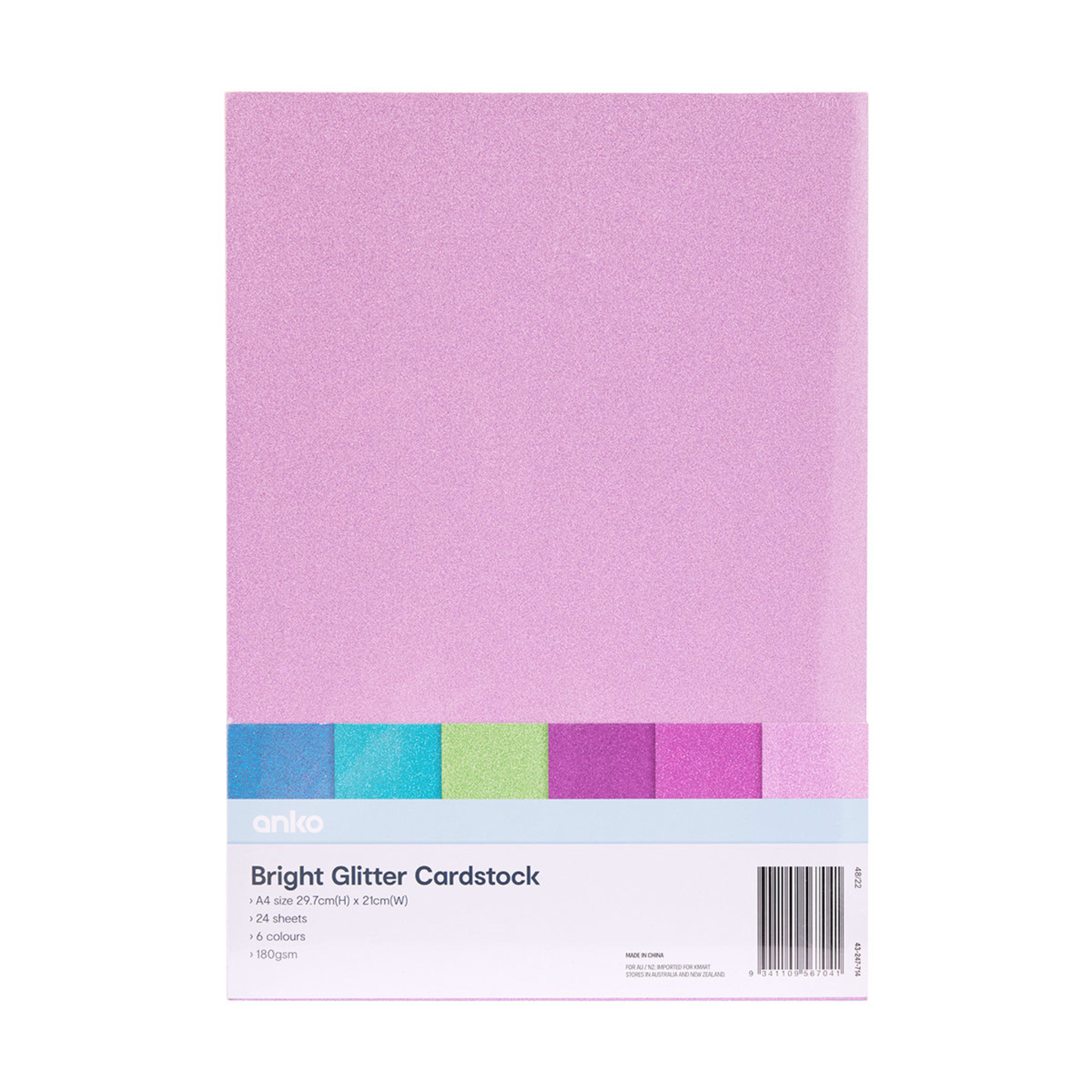 24 Sheets Cardstock Bright Glitter Kmart