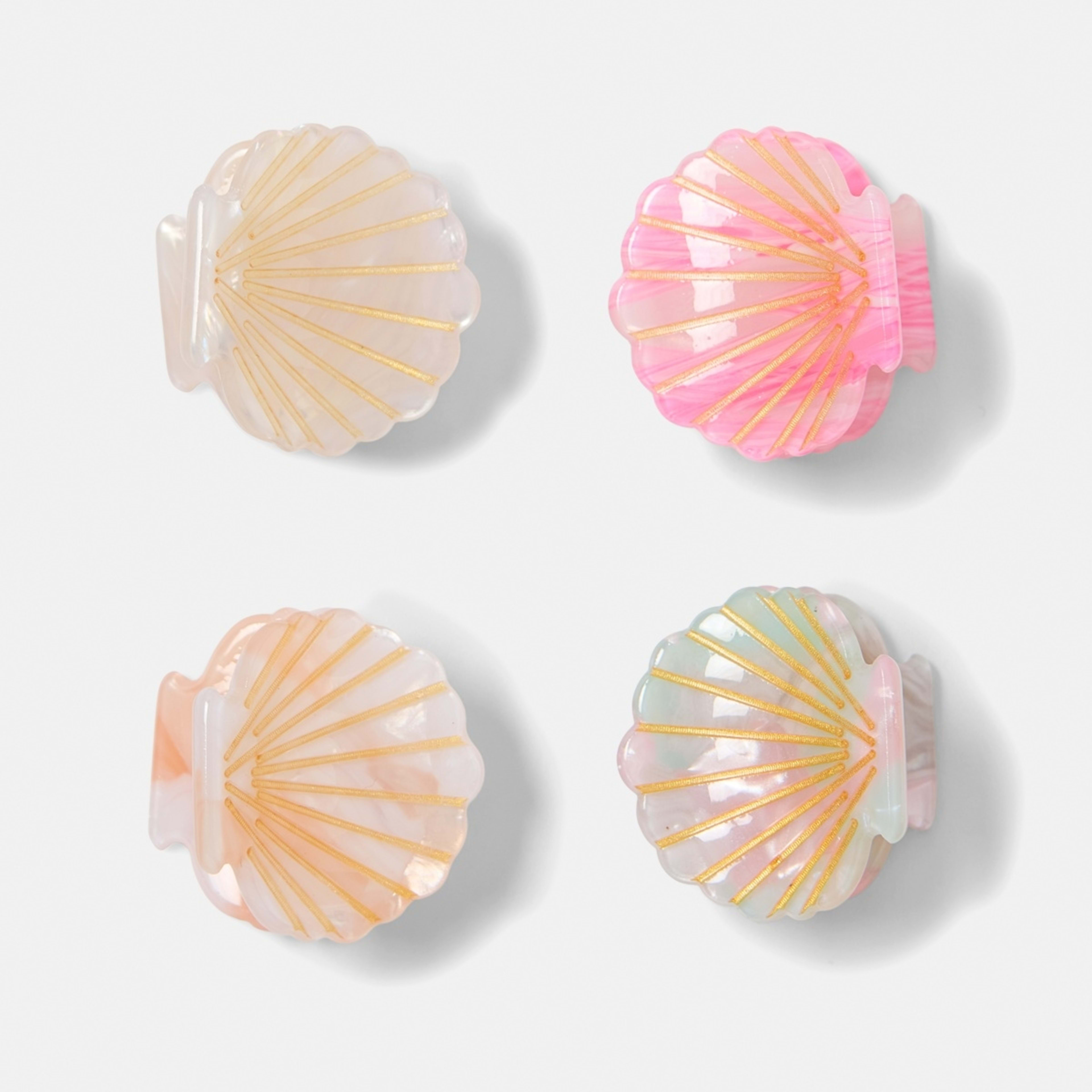 1 4 Pack Pink Mini Shell Claw Hair Clips