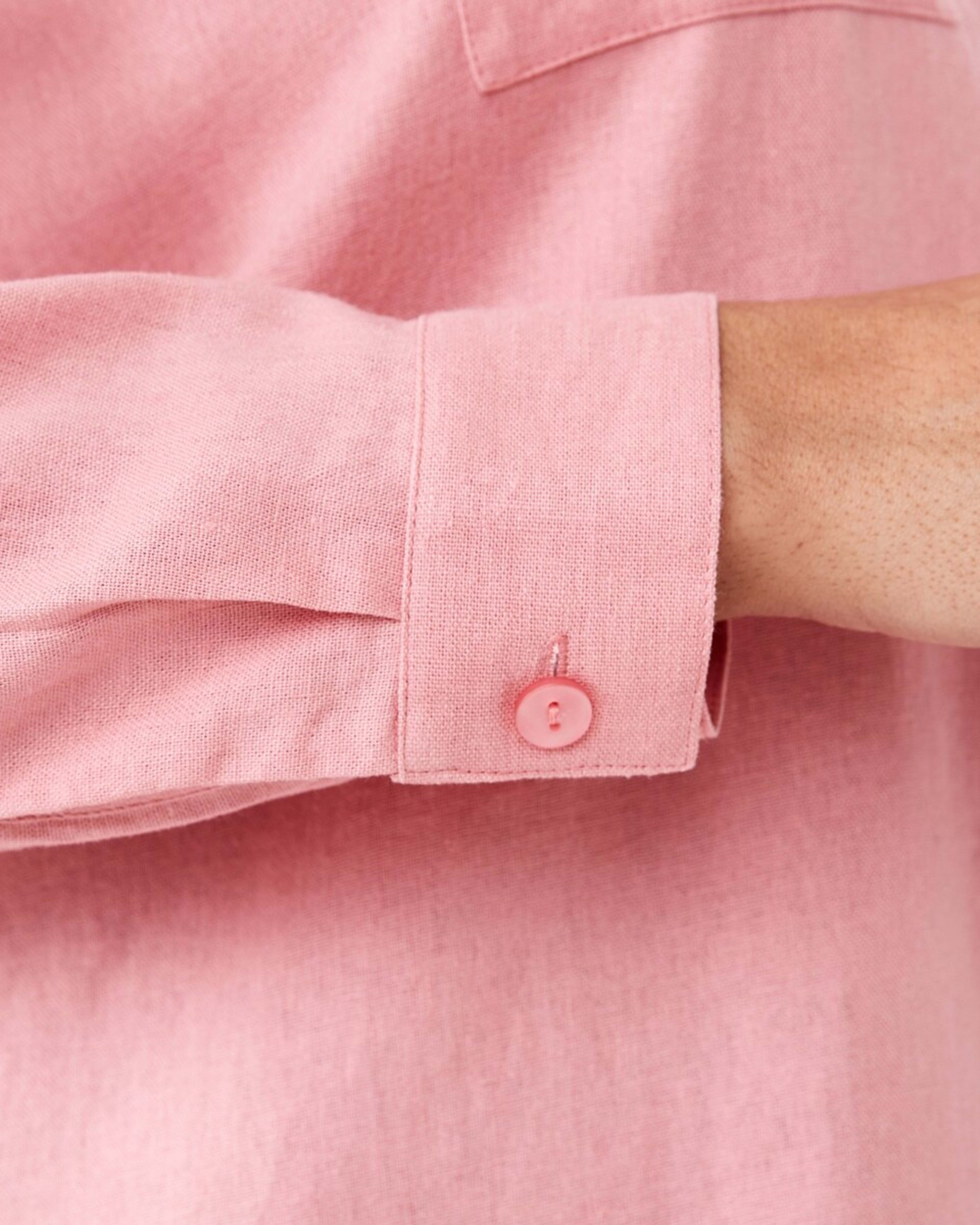 7 Long Sleeve Linen Blend Shirt Pink Wash, 7 of 7