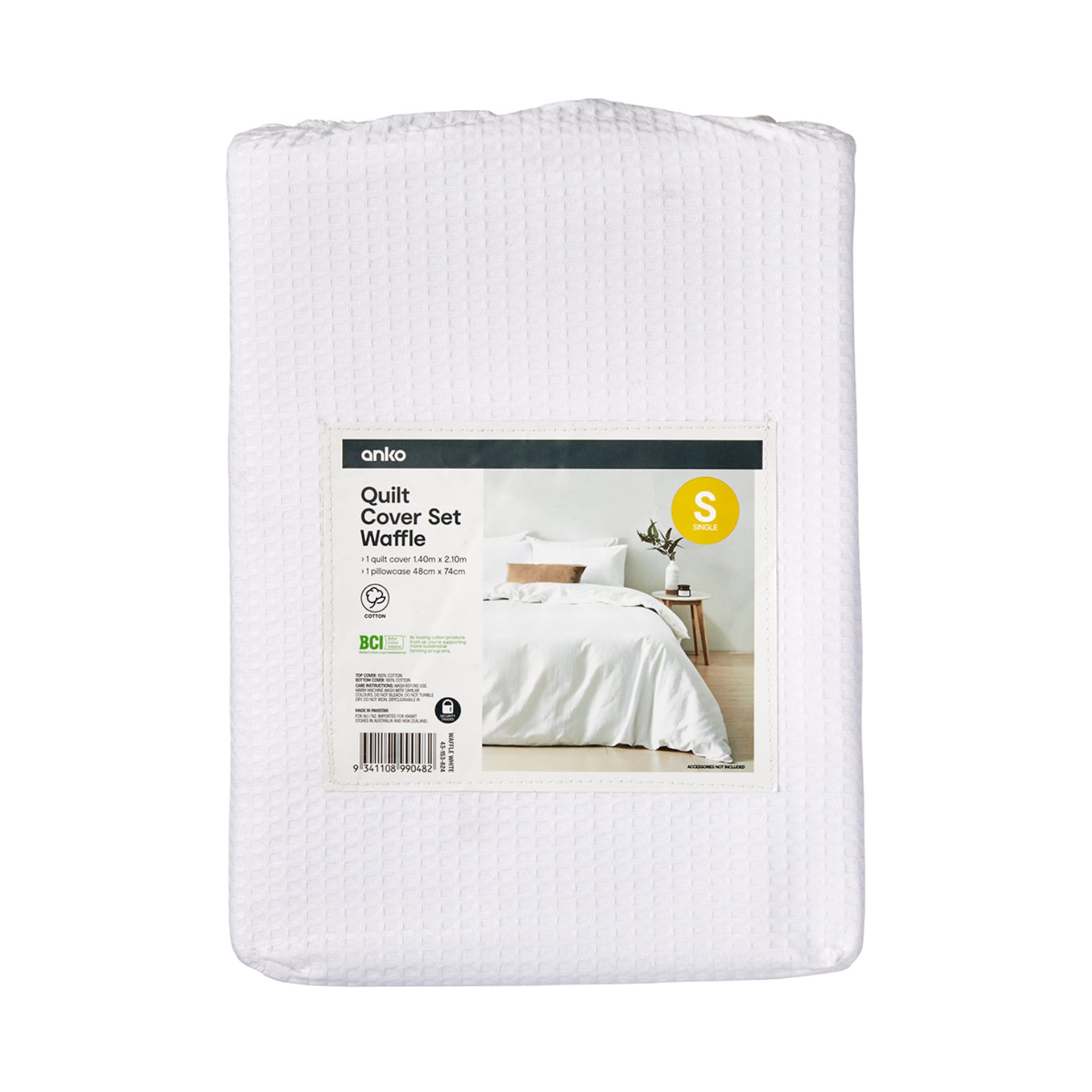 Waffle Cotton Quilt Cover Set Single Bed, White Kmart