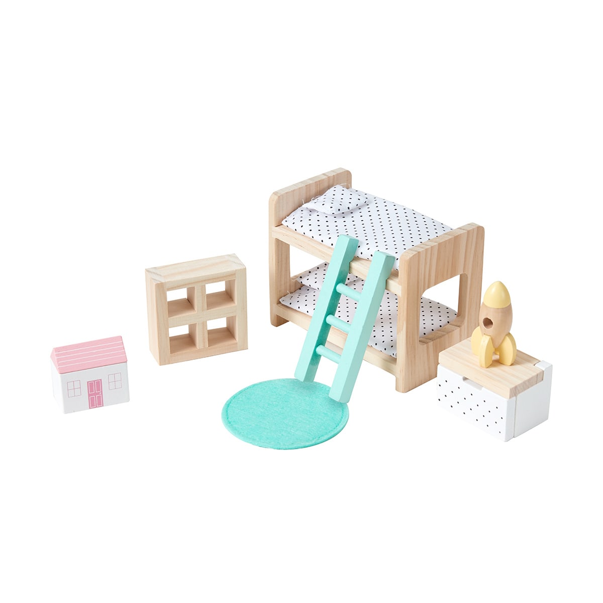 Wooden Dollhouse Kids Bedroom Furniture Set Kmart