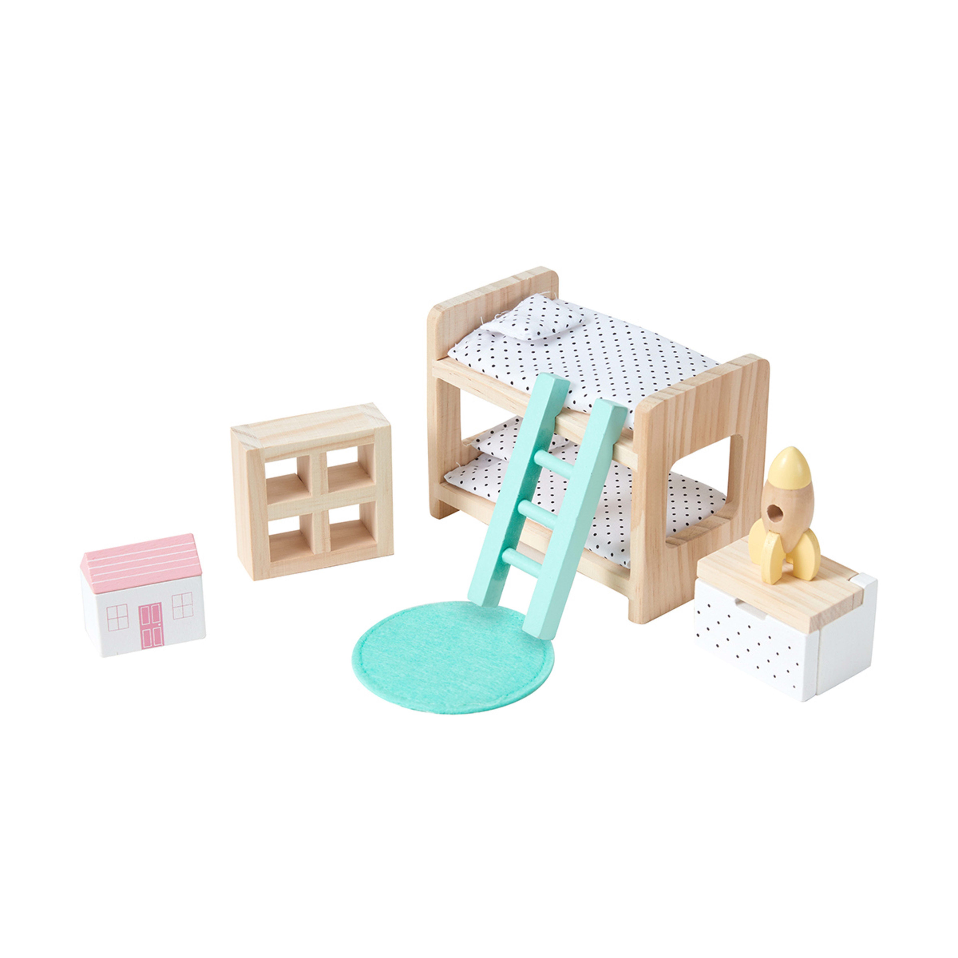 Wooden Dollhouse Kids Bedroom Furniture Set Kmart