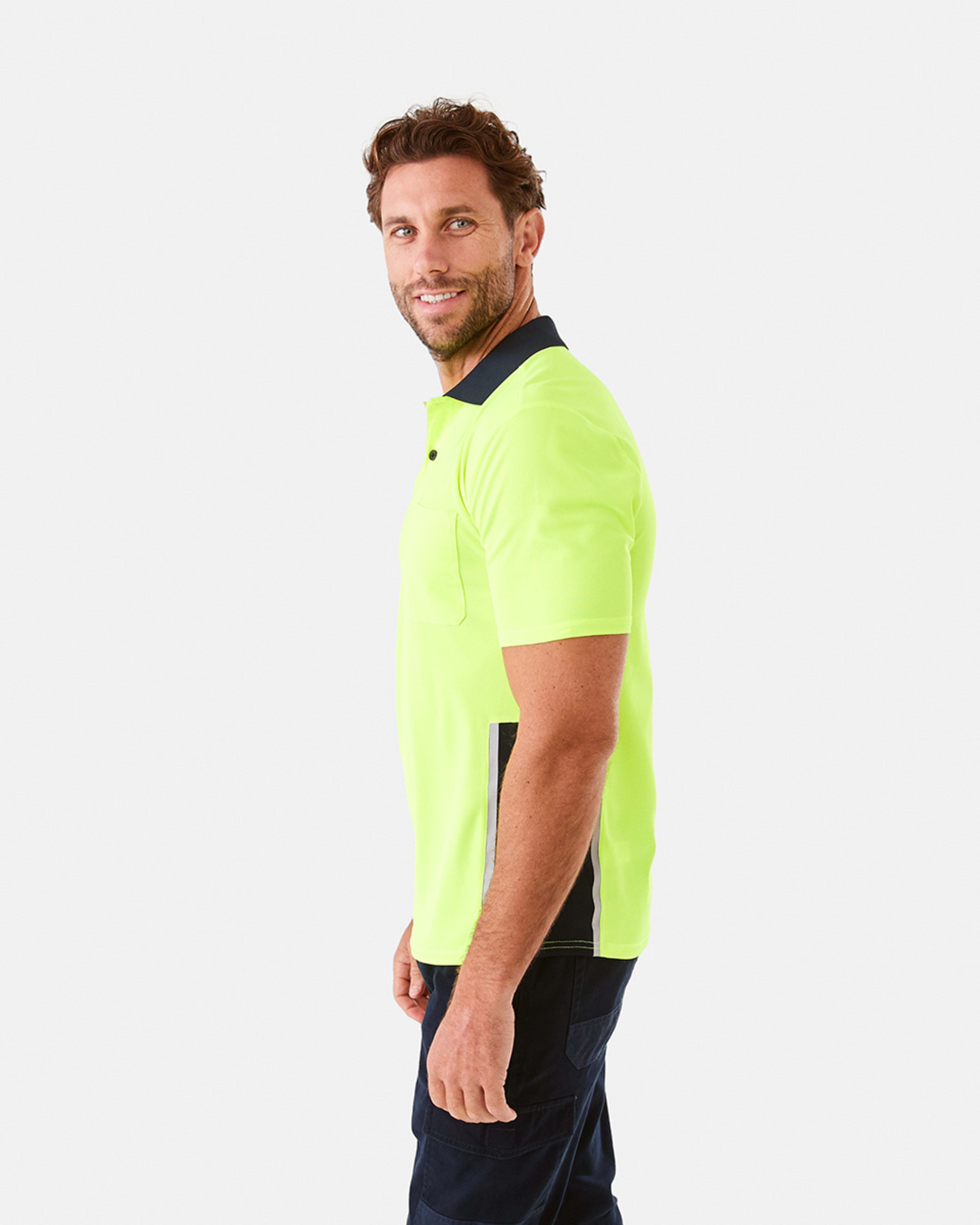 2 Workwear Short Sleeve Hi-Visibility Cool Polo Shirt FLURO YELLOW, 2 of 7