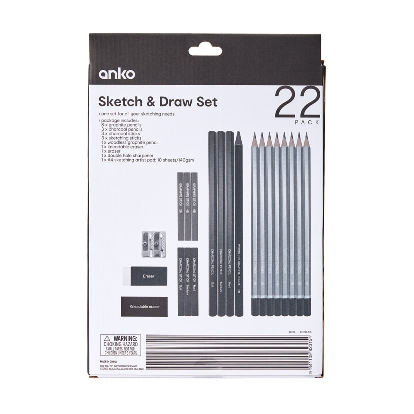 22 Pack Sketch and Draw Set Kmart