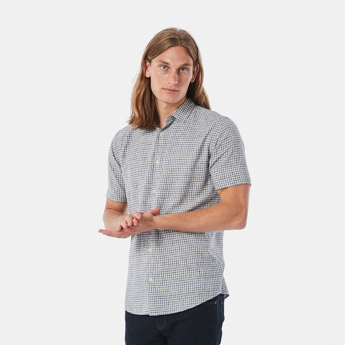 Short Sleeve Linen Blend Shirt - Kmart