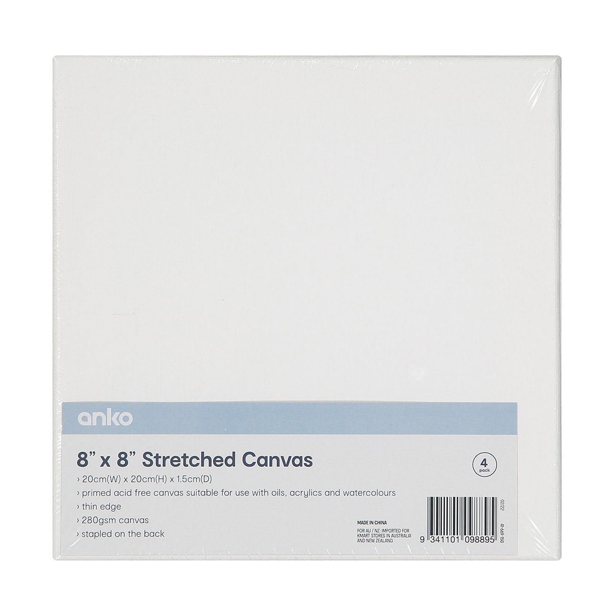 8in. x 8in. Stretch Canvas - 4 Pack - Kmart