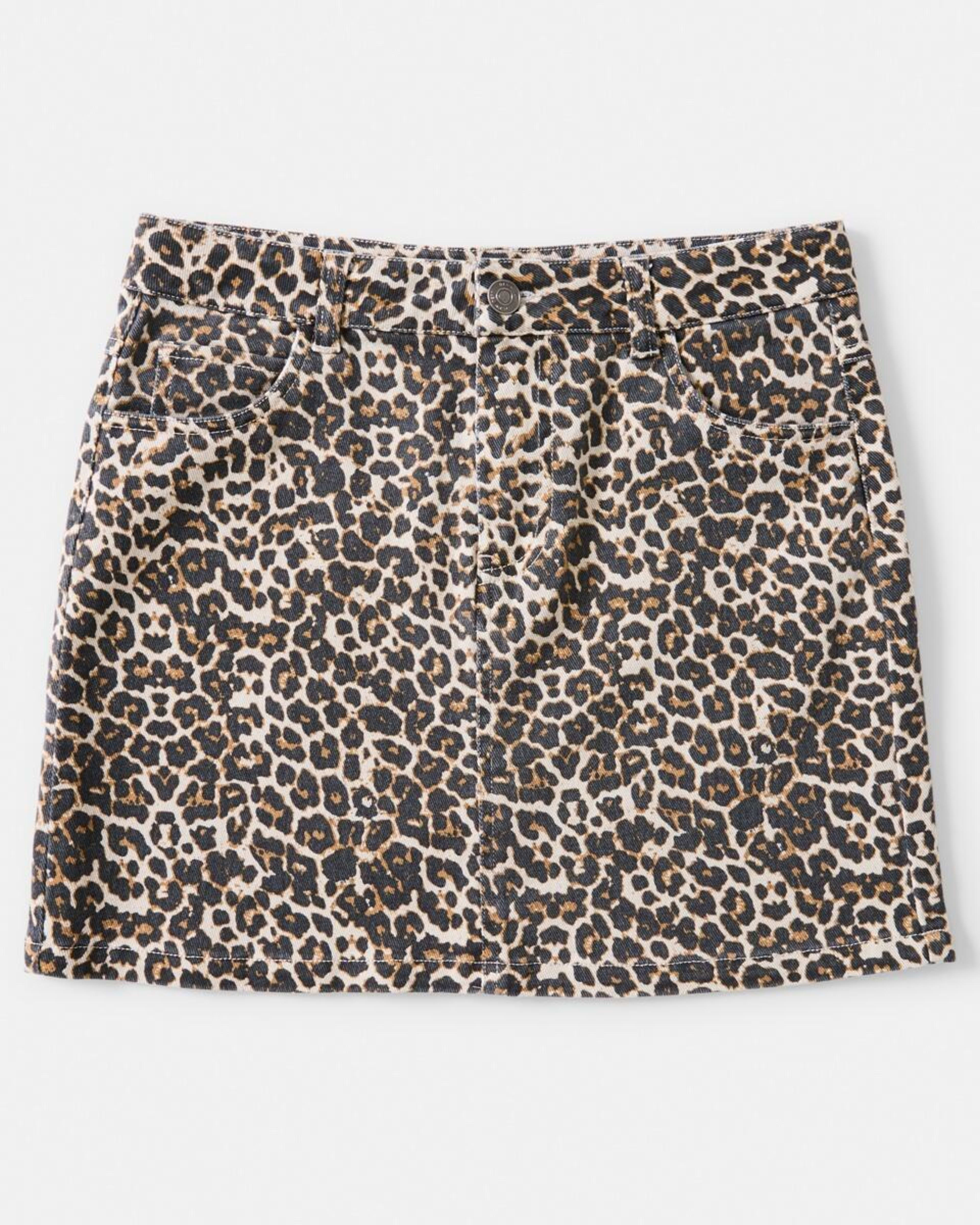 7 Denim Leopard Skirt Ocelotwas, 7 of 8