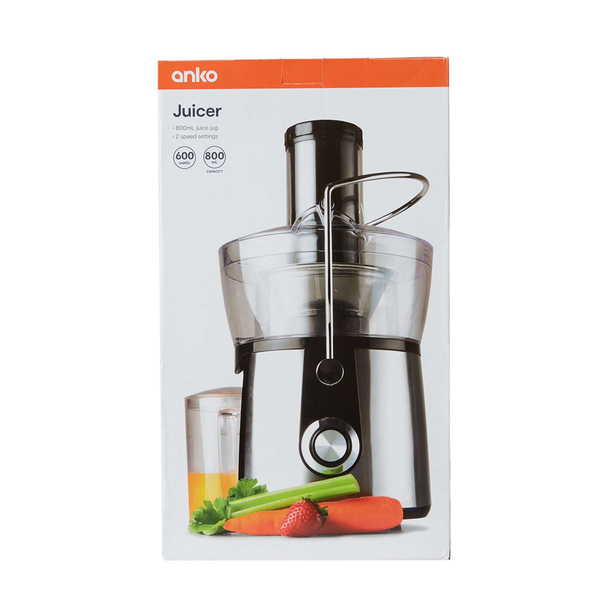 800ml Juicer Black and Silver Kmart
