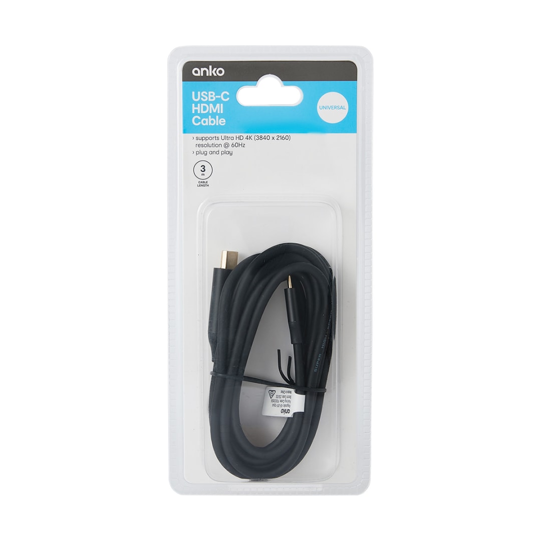 USB Type C to HDMI Cable 3m Kmart