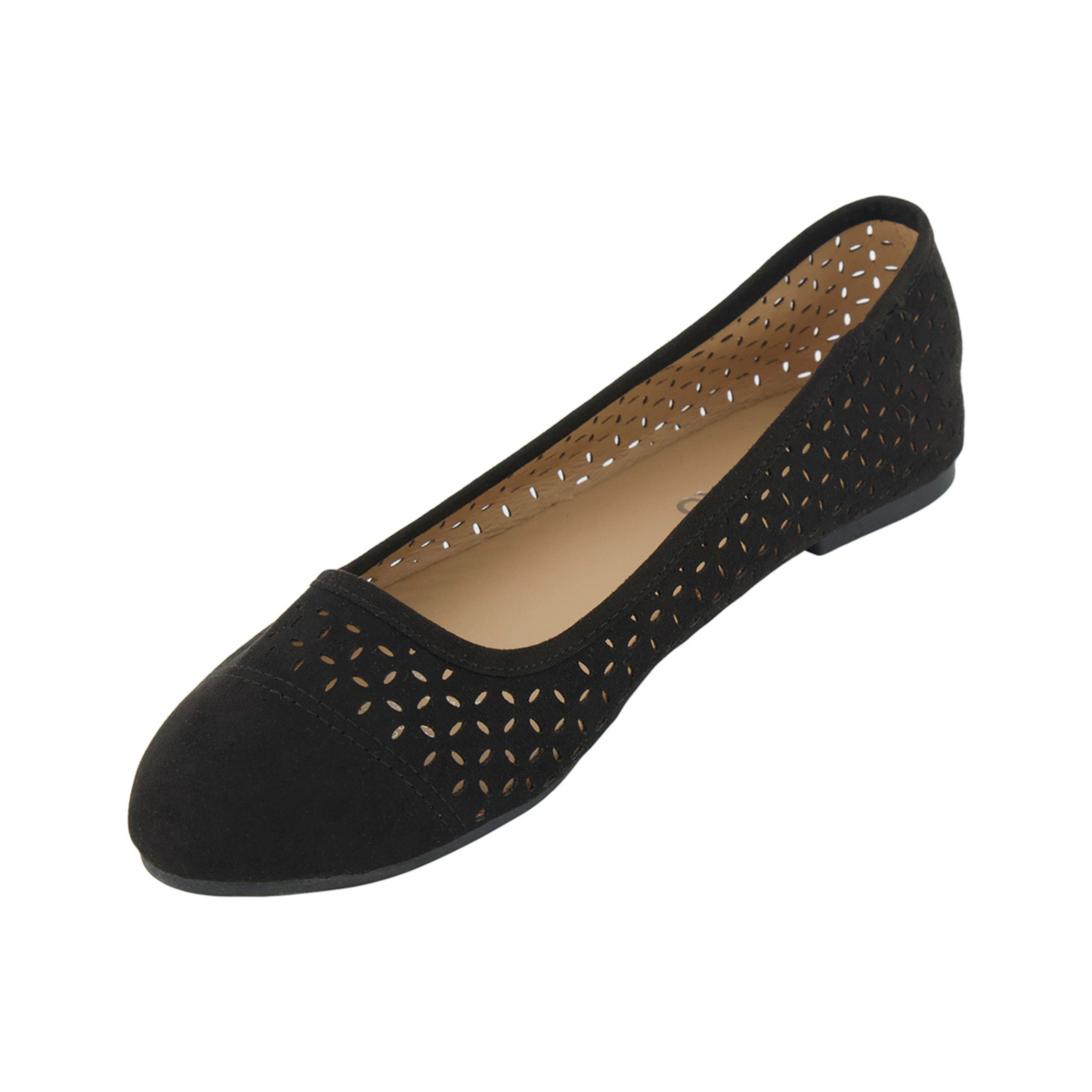 3 Laser Cut Ballet Flats Black, 3 of 5