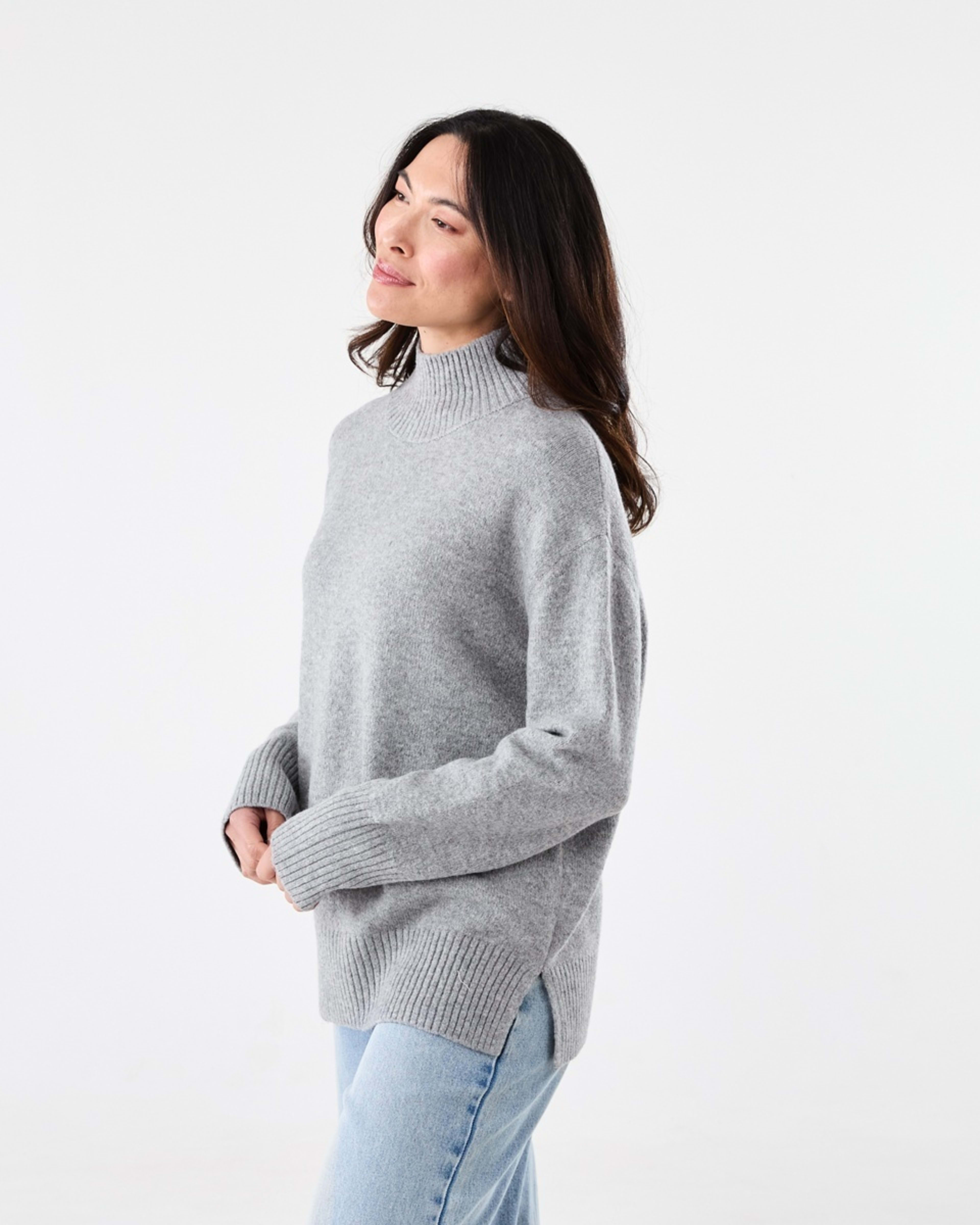 3 Funnel Split Hem Jumper Gry Chmrle, 3 of 7