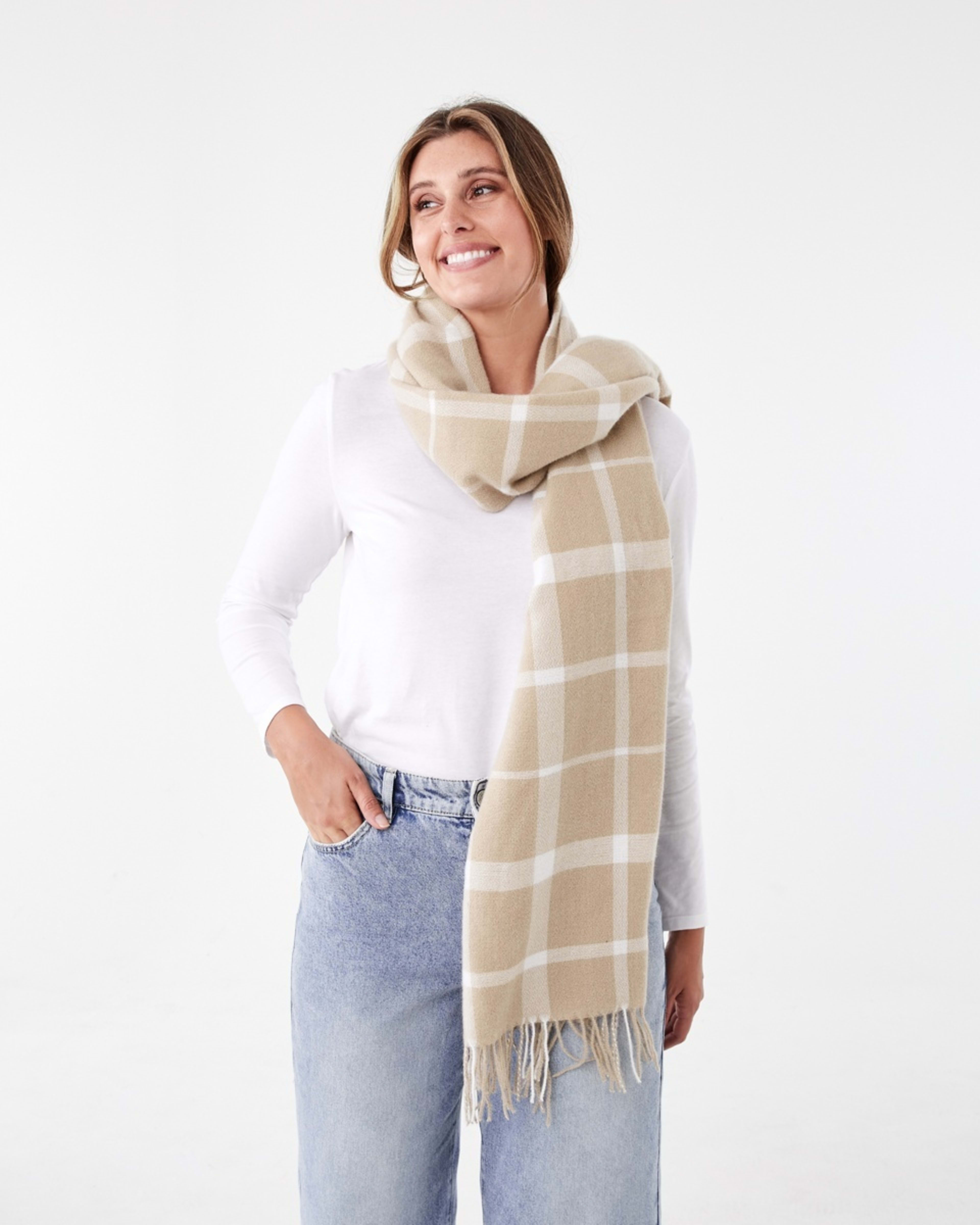 3 Plaid Check Scarf Bone Check, 3 of 3