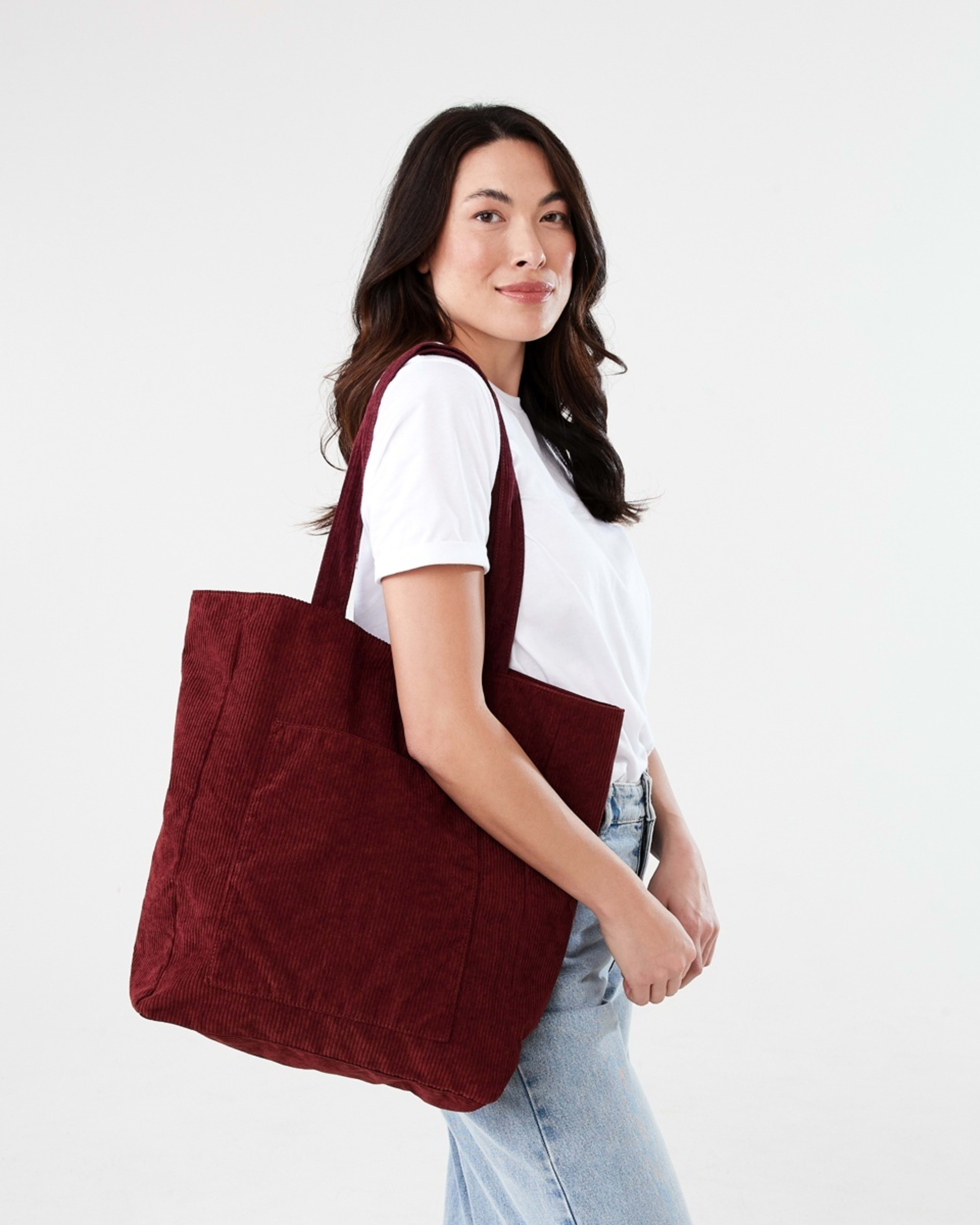 5 Corduroy Tote Bag Mulberry, 5 of 5