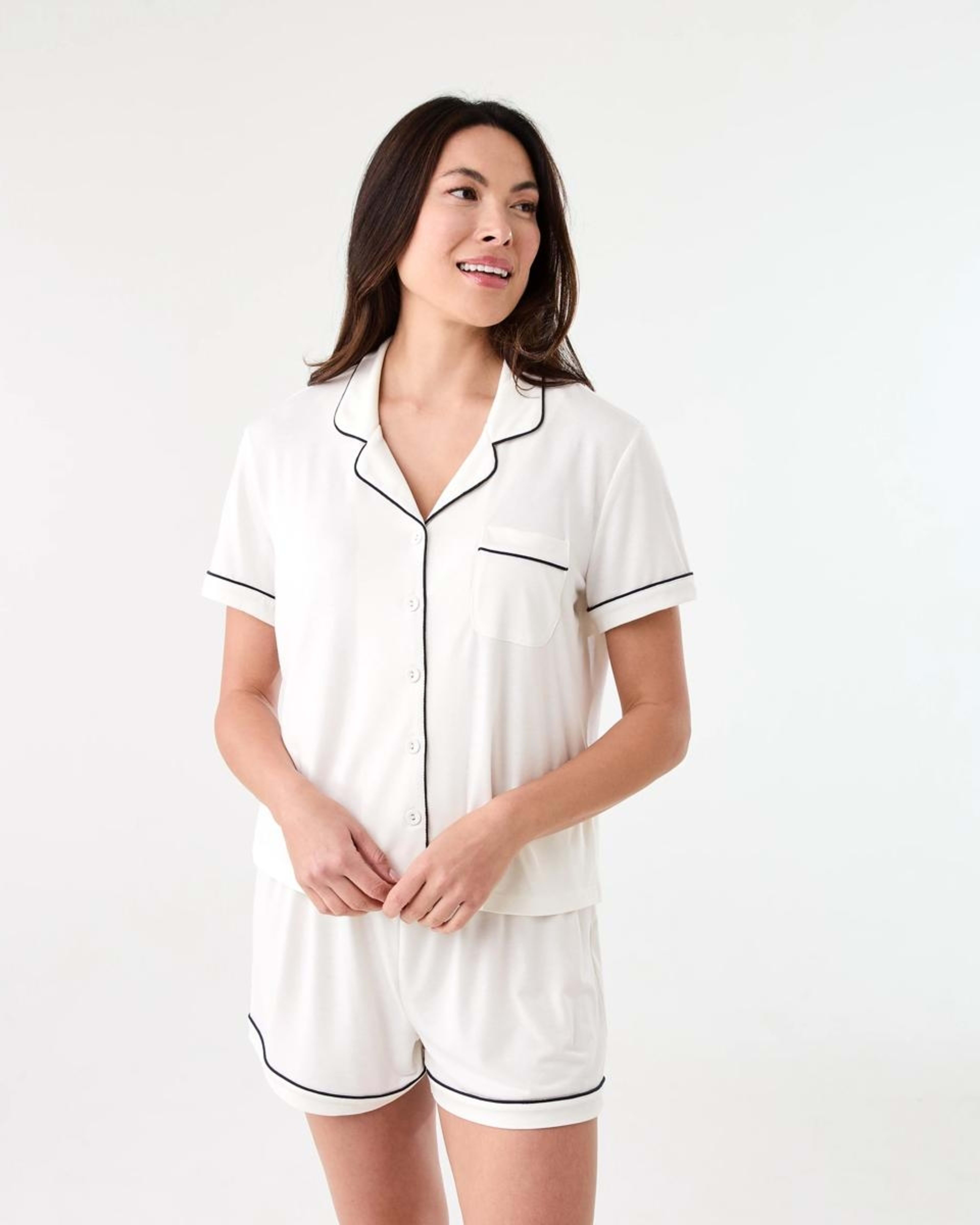 1 Short Sleeve Top and Shorts Comfort Pyjama Set WHISPER WHITE
