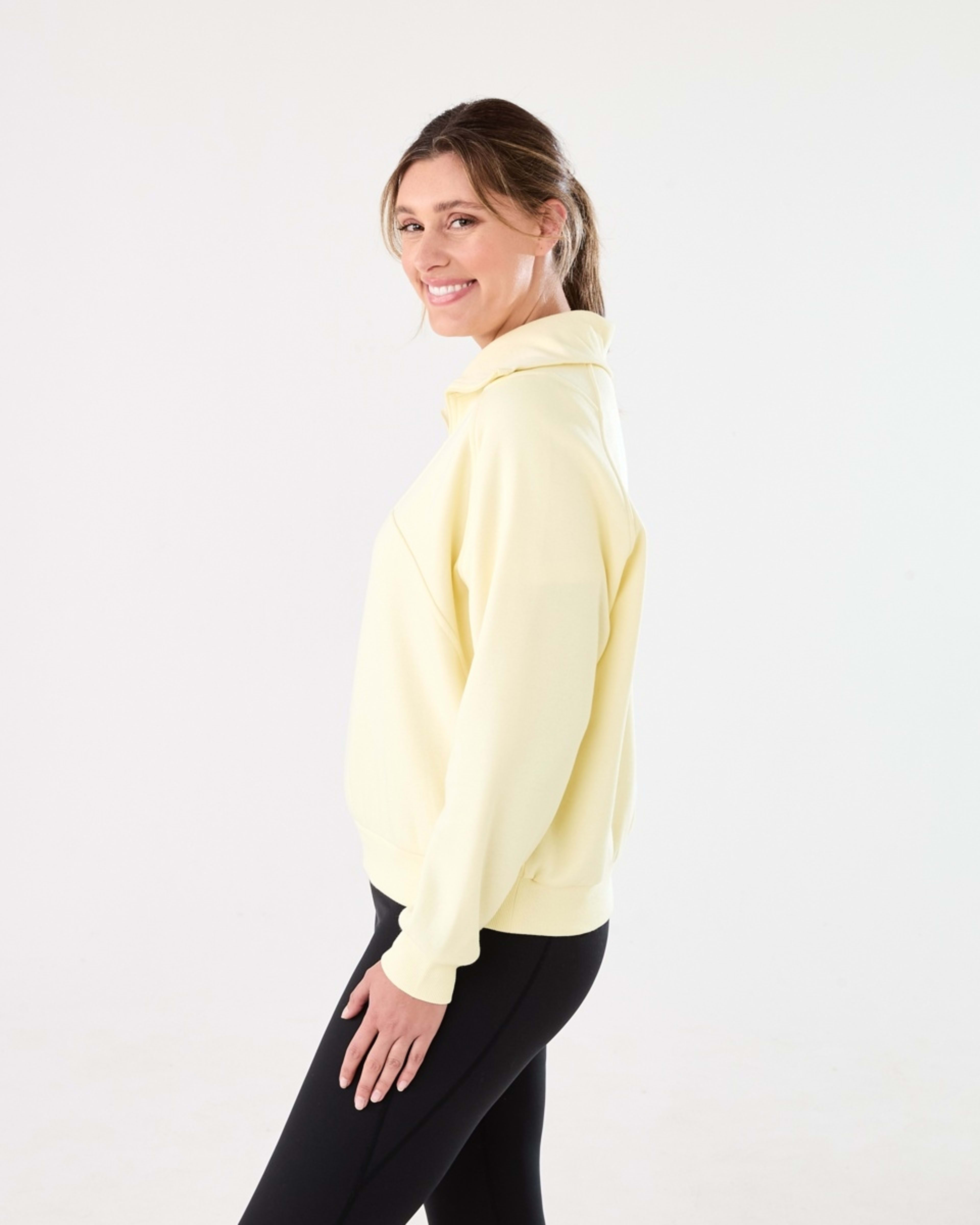 2 Active Womens Fleece 1/2 Zip Jumper LEMON MIST, 2 of 7