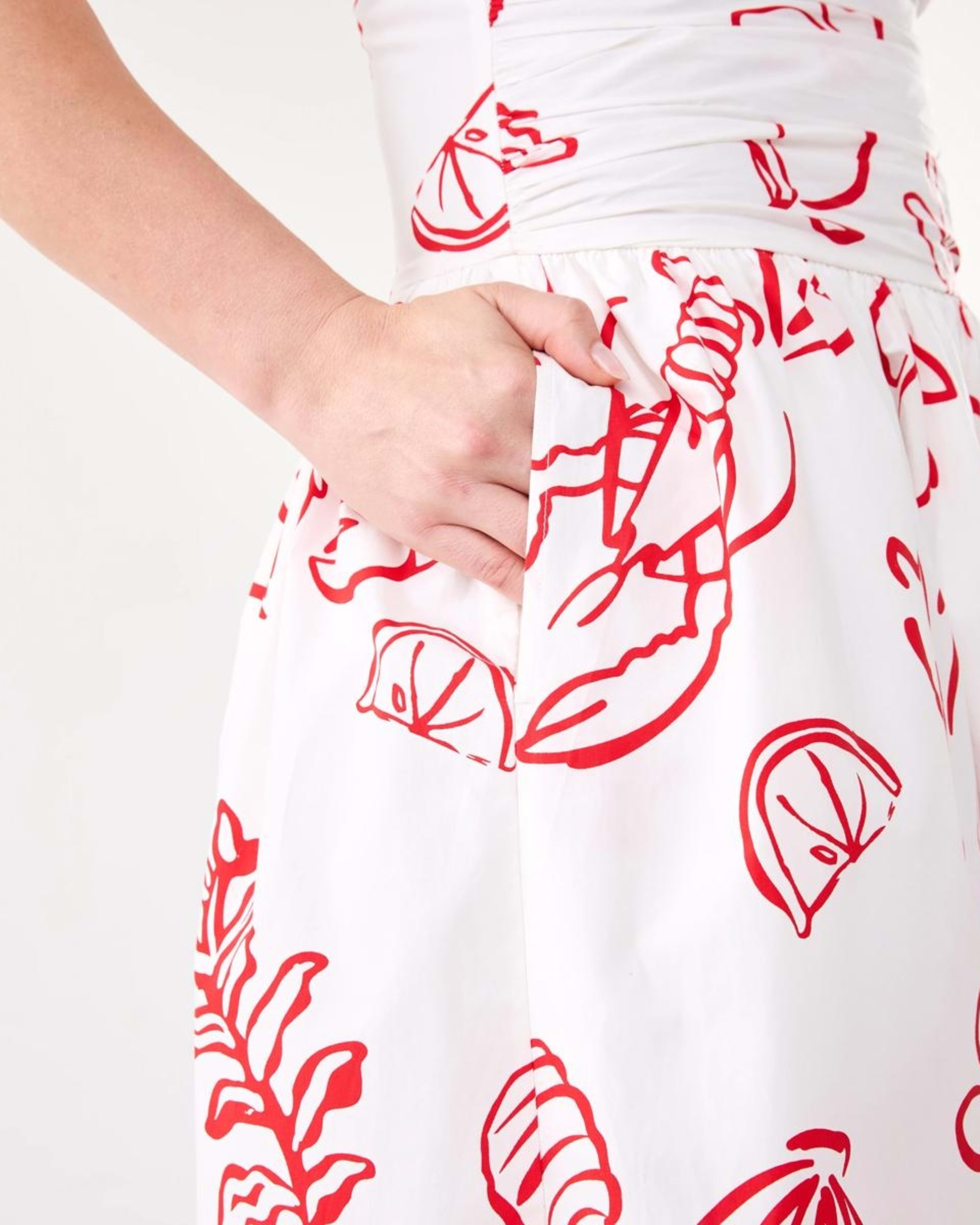 6 Strapless Ruched Midi Dress Red Vacay, 6 of 9