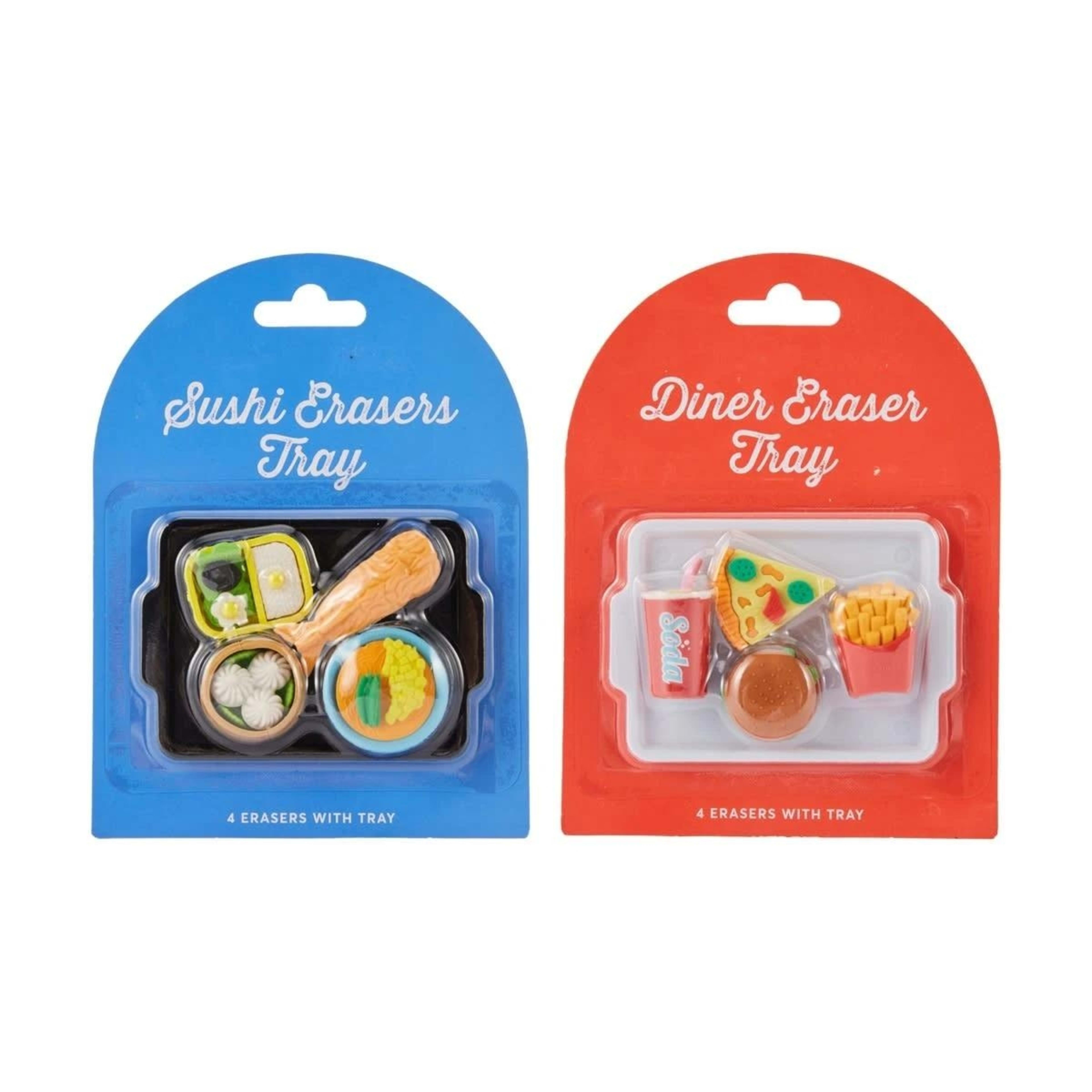 1 4 Pack Erasers with Tray - Assorted