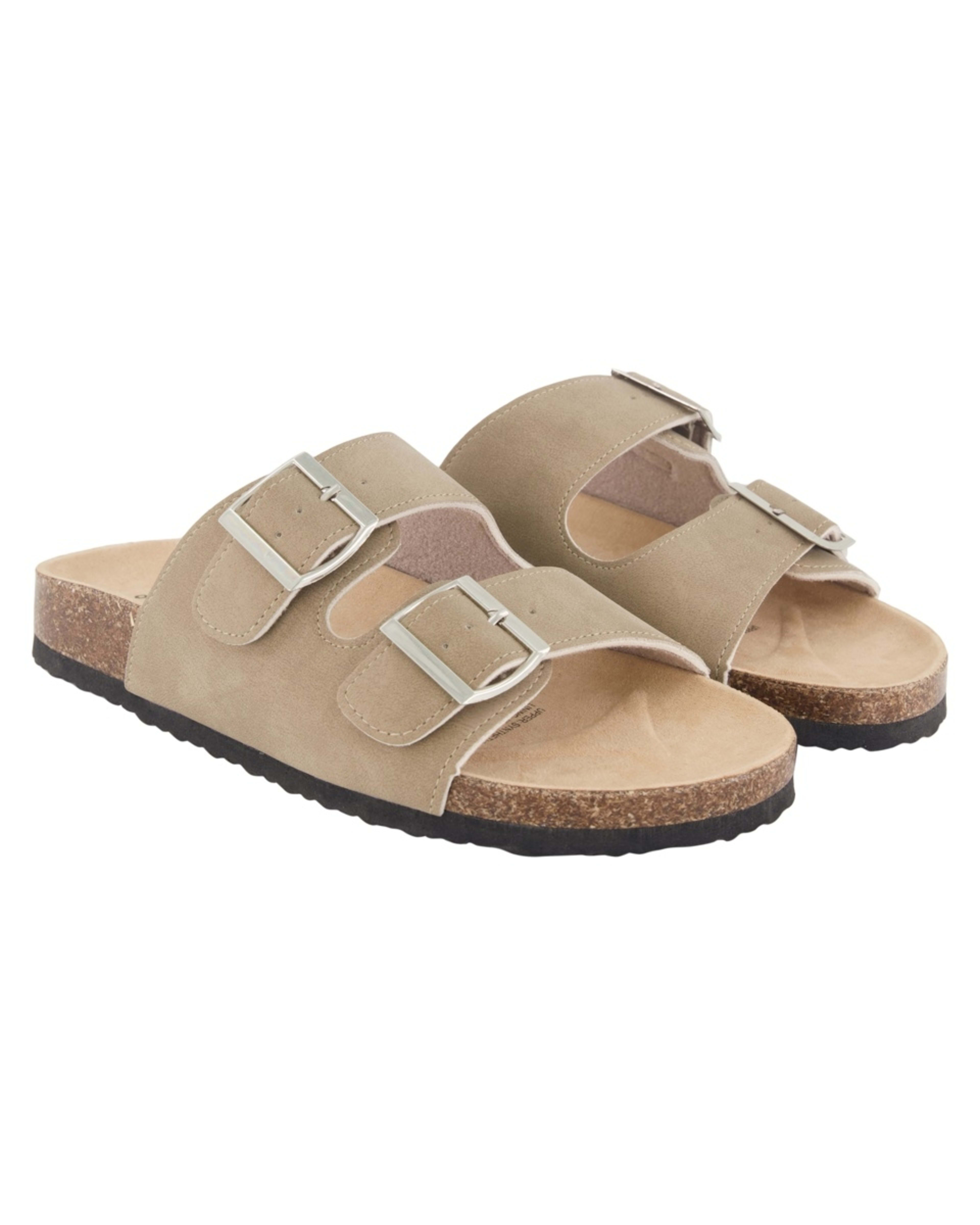 2 Double Buckle Footbed Slides OAT BEIGE, 2 of 3