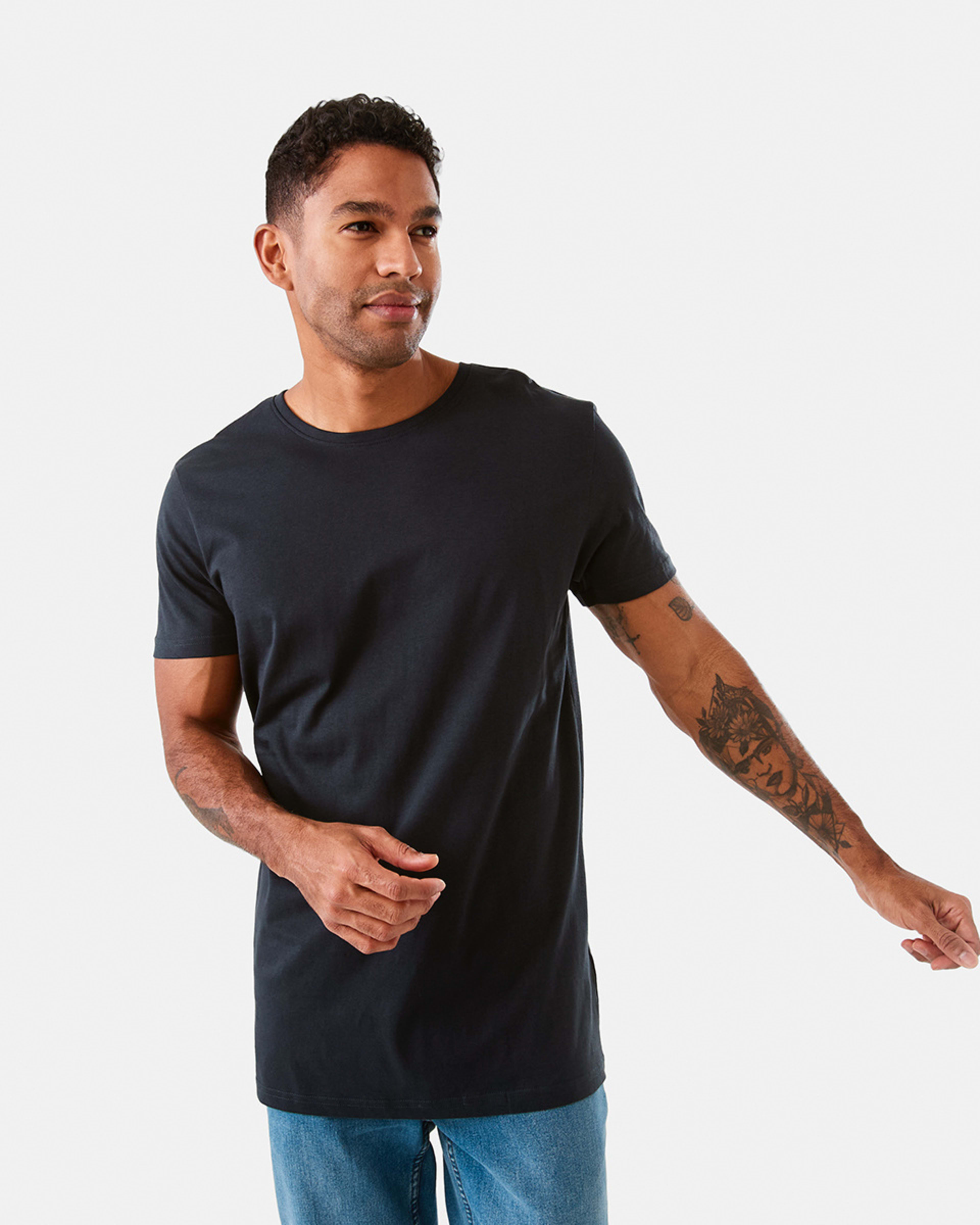 1 Australian Grown Cotton Longline T-shirt Eclipse, 1 of 6