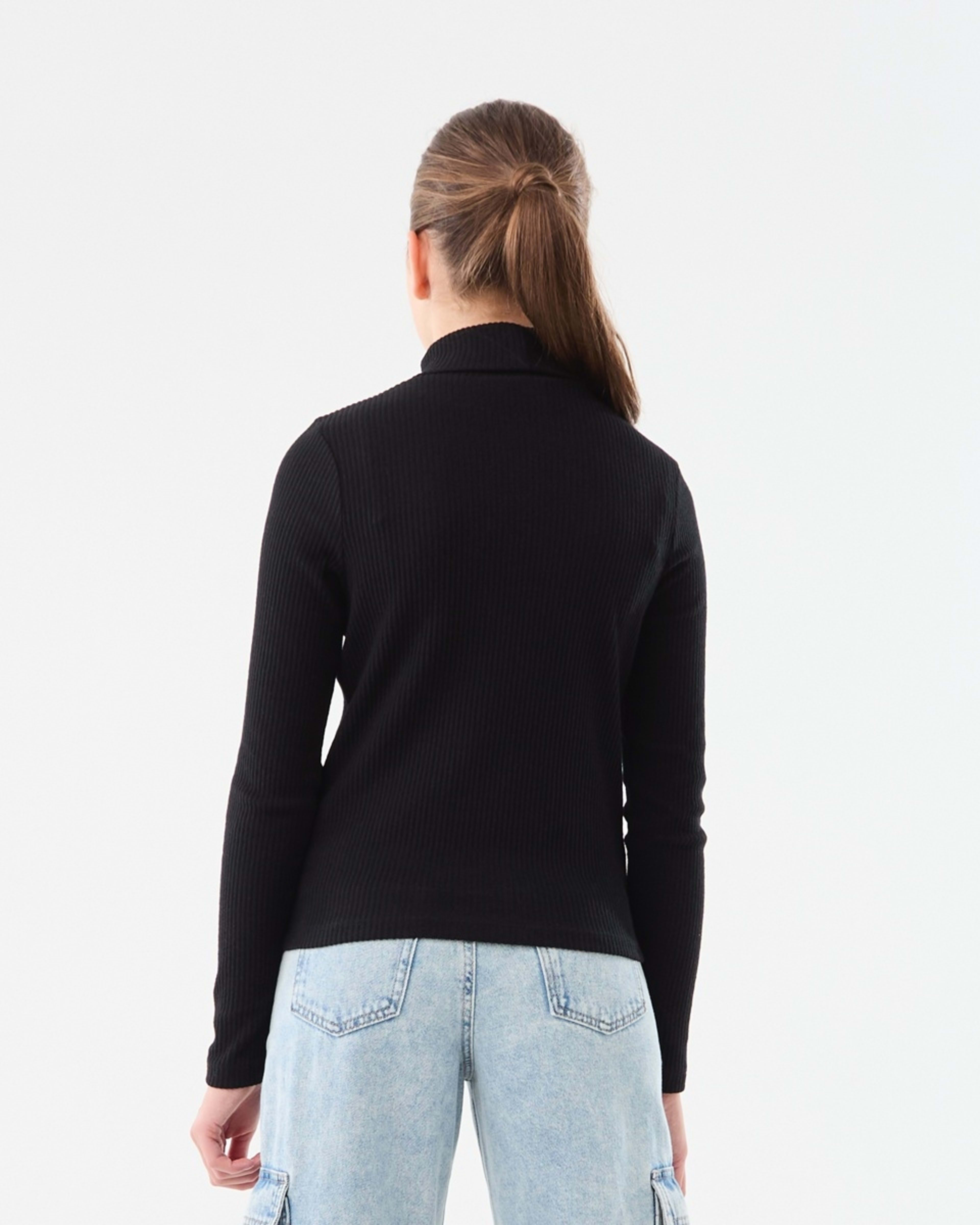2 Long Sleeve Rib Skivvy Top Black, 2 of 8