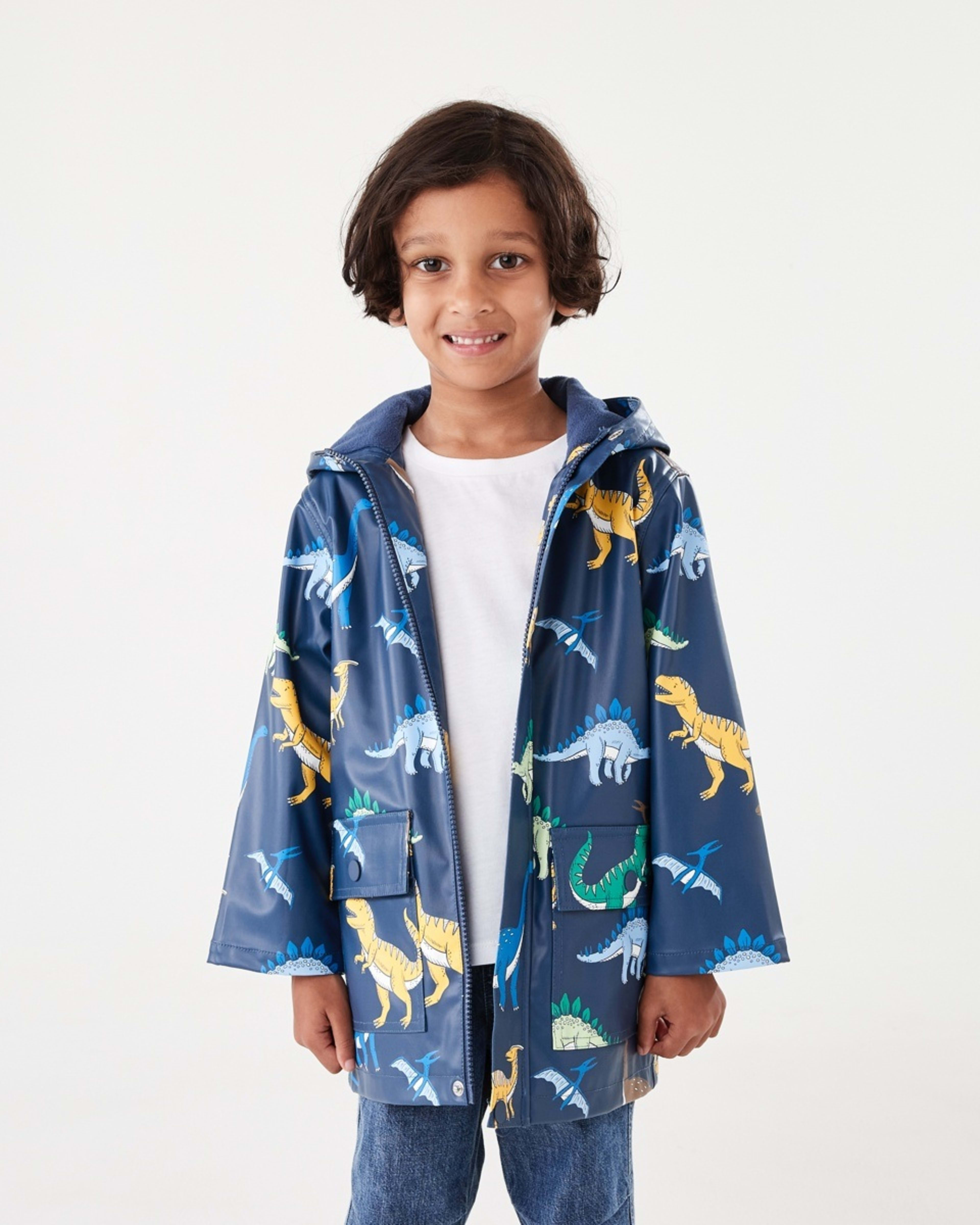 1 Printed Rain Jacket Friendly Dinos Blue