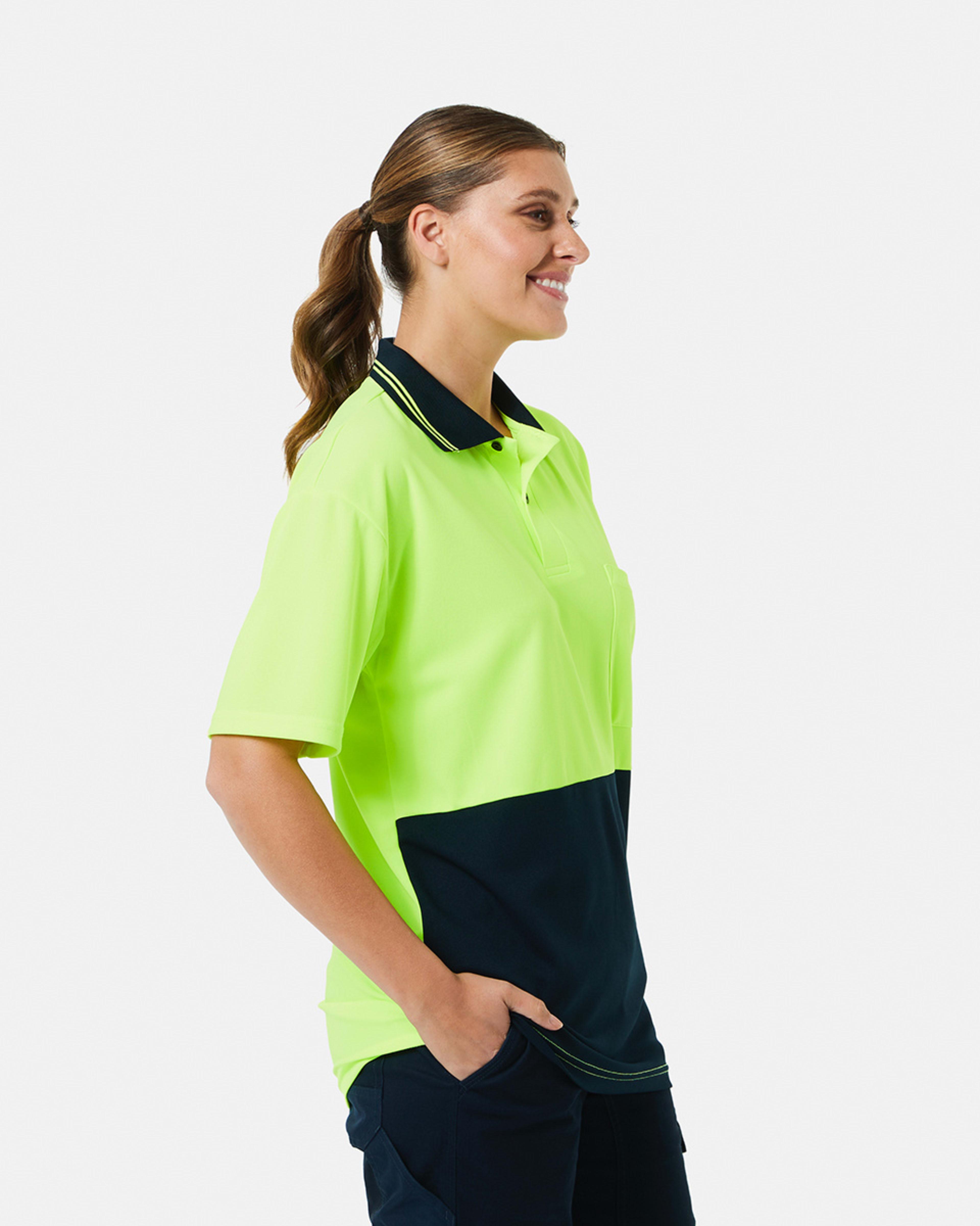 4 Workwear Hi-Visibility Short Sleeve Polo Shirt Yellow, 4 of 10