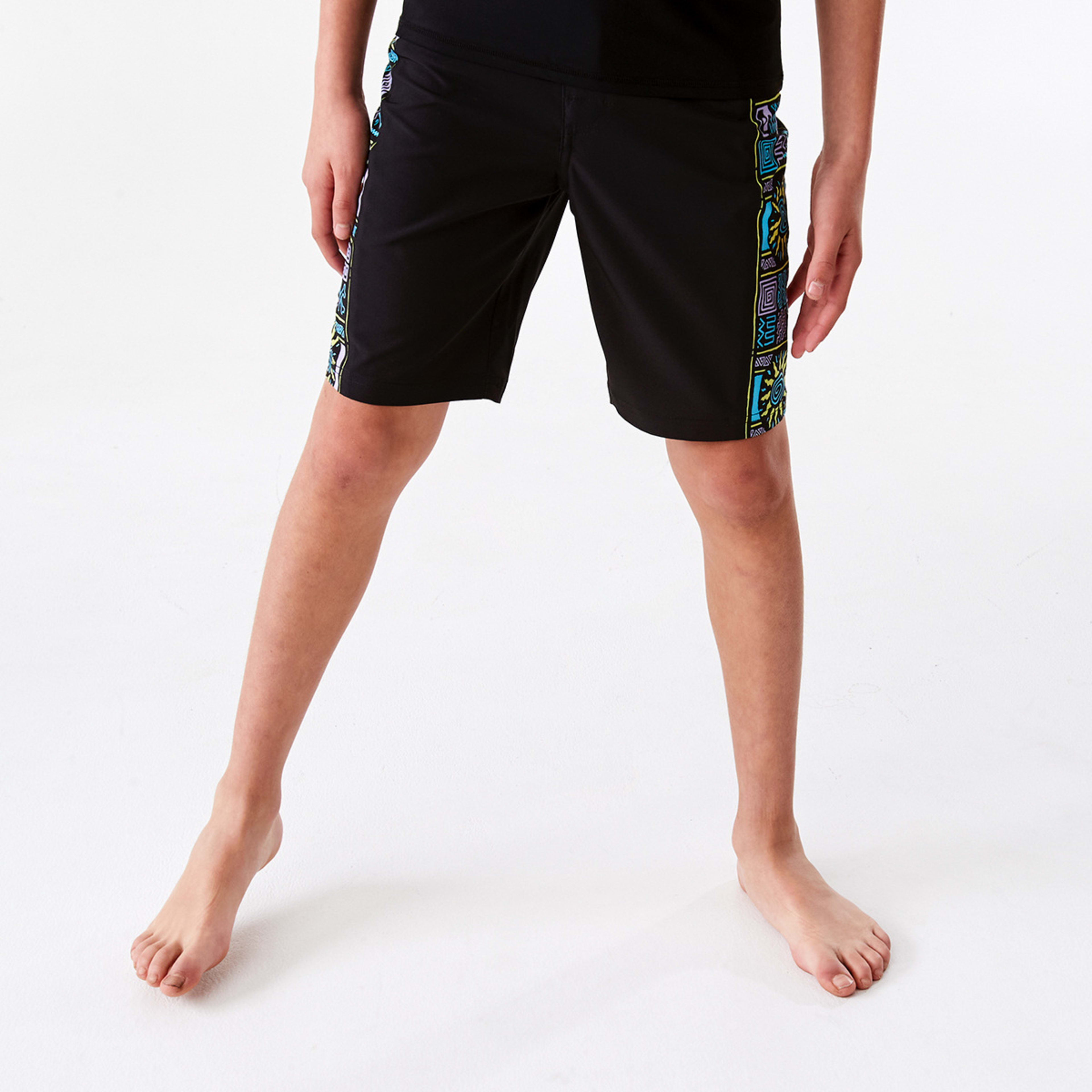 1 Panel Print Swim Shorts Black, 1 of 8
