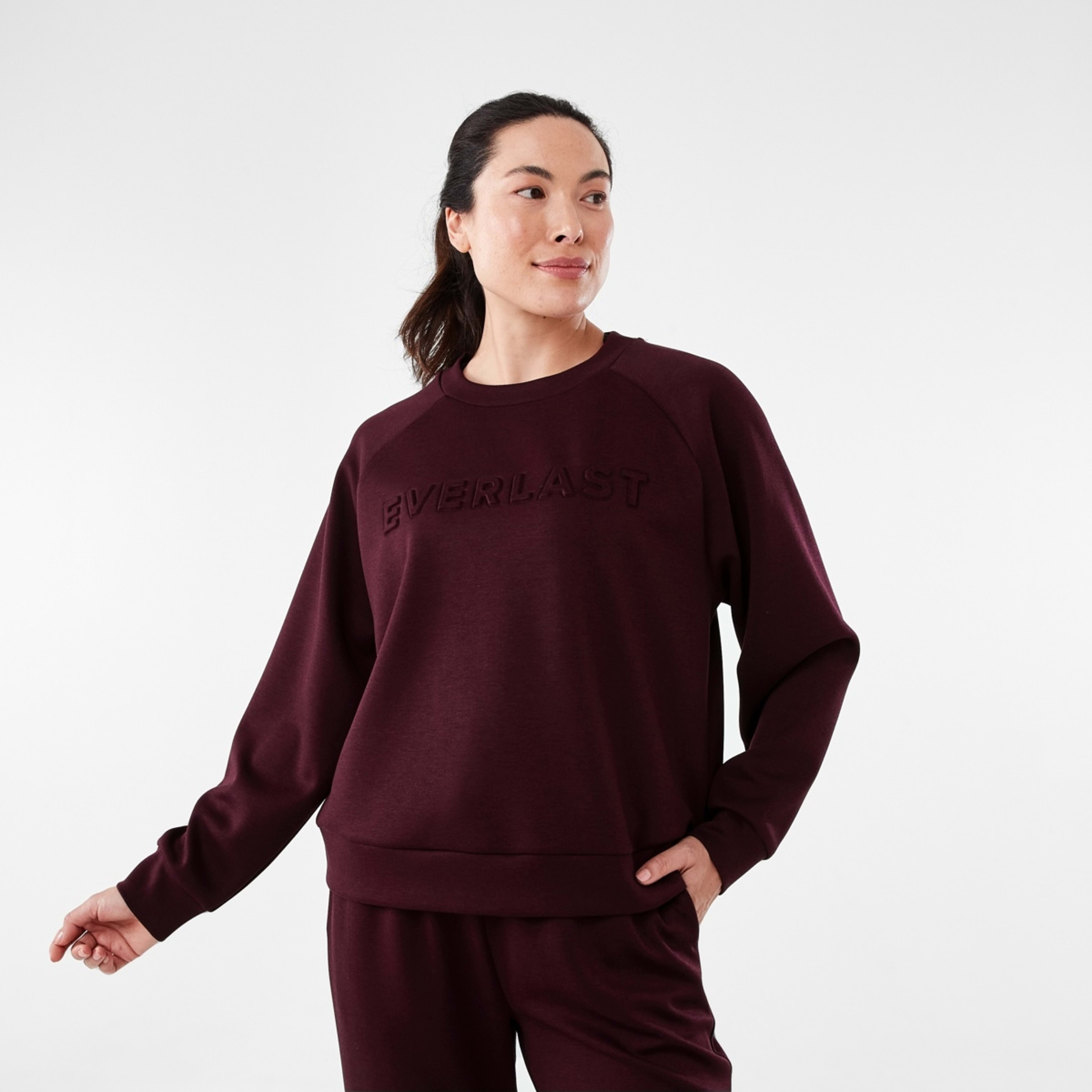 1 Everlast Womens Scuba Raglan Crew Neck Sweatshirt Everlast Cherry Red, 1 of 6