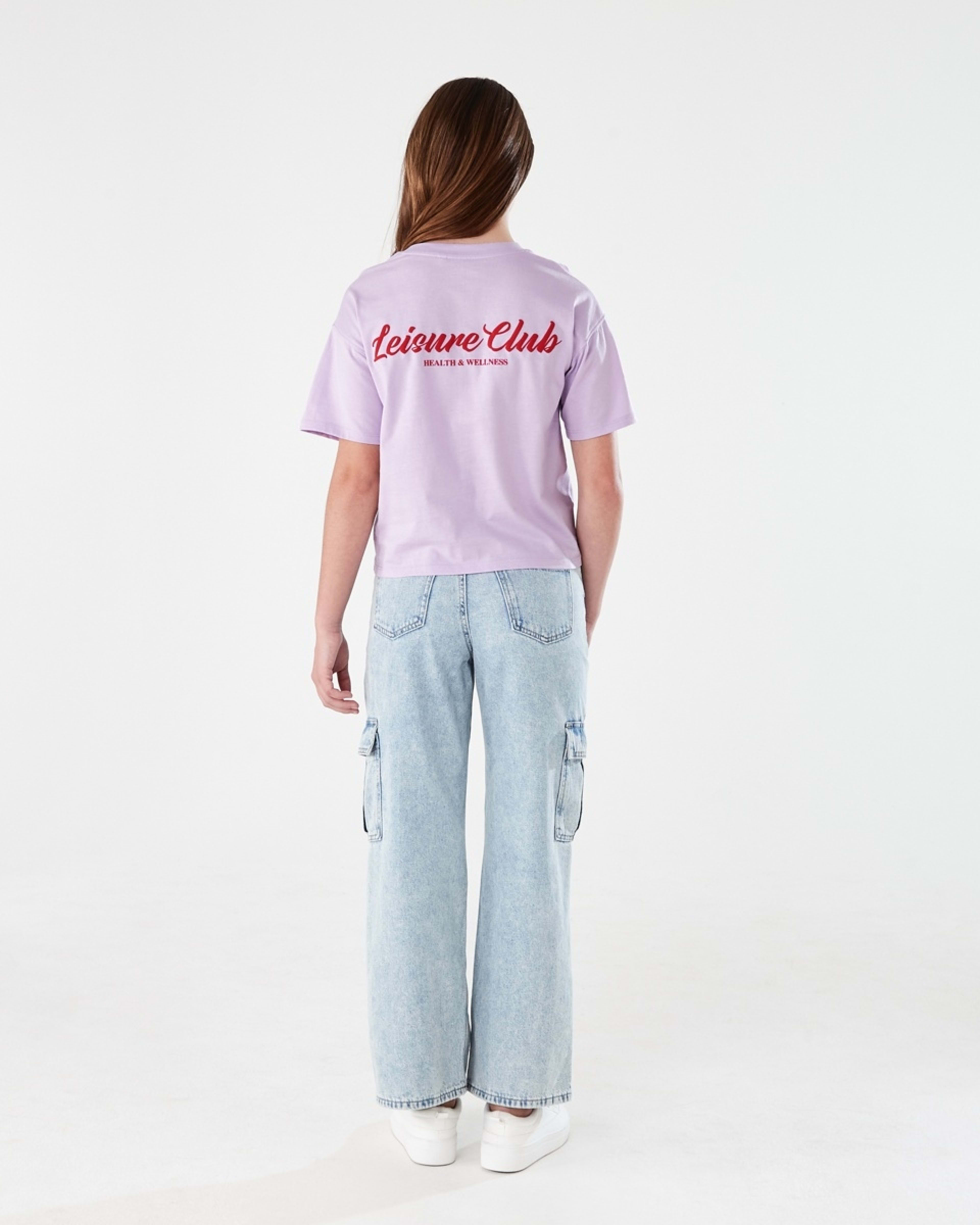 8 Short Sleeve Cropped Print T-shirt LEISURE CLUB PASTEL LILAC, 8 of 8