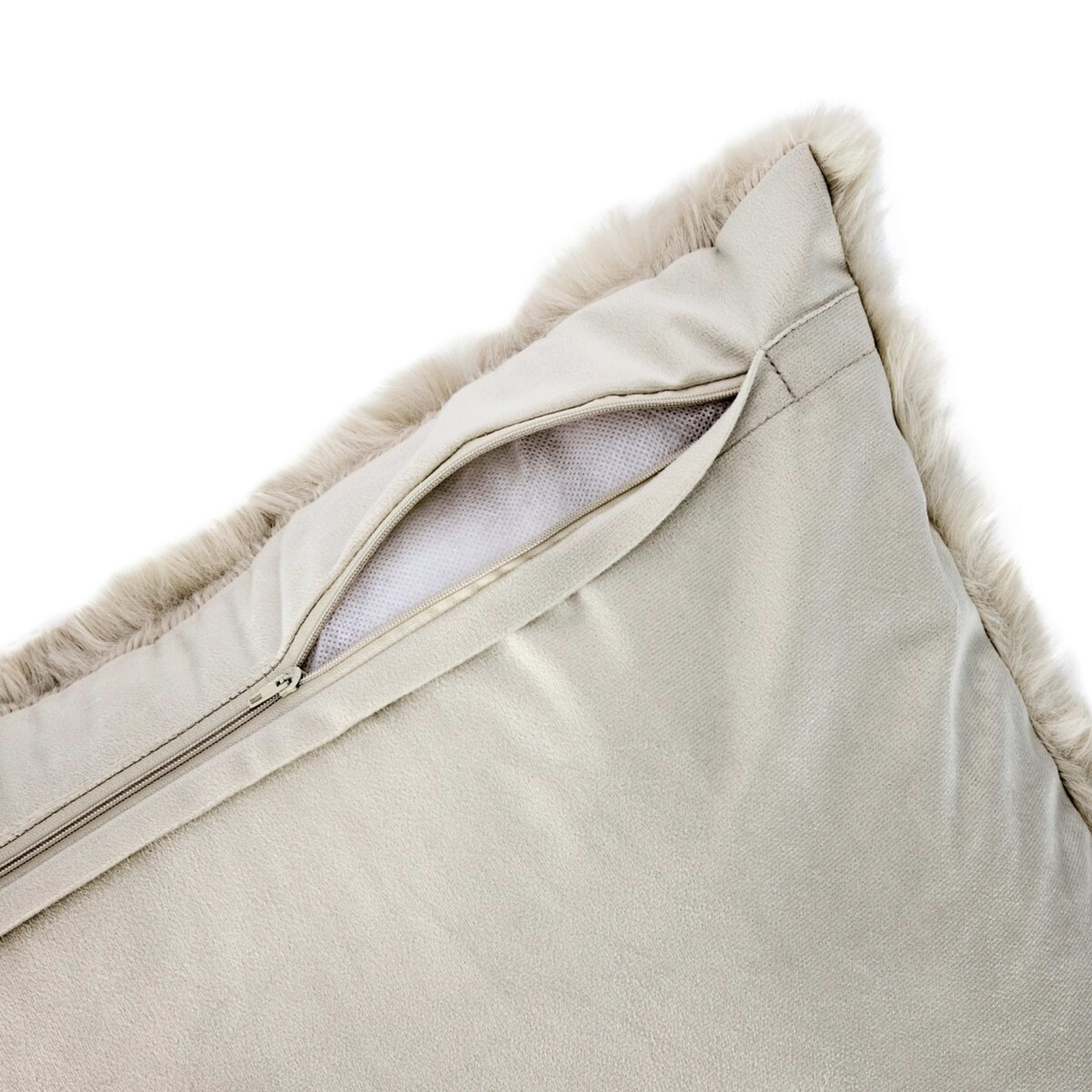 4 60cm Wave Faux Fur Cushion - Taupe, 4 of 4