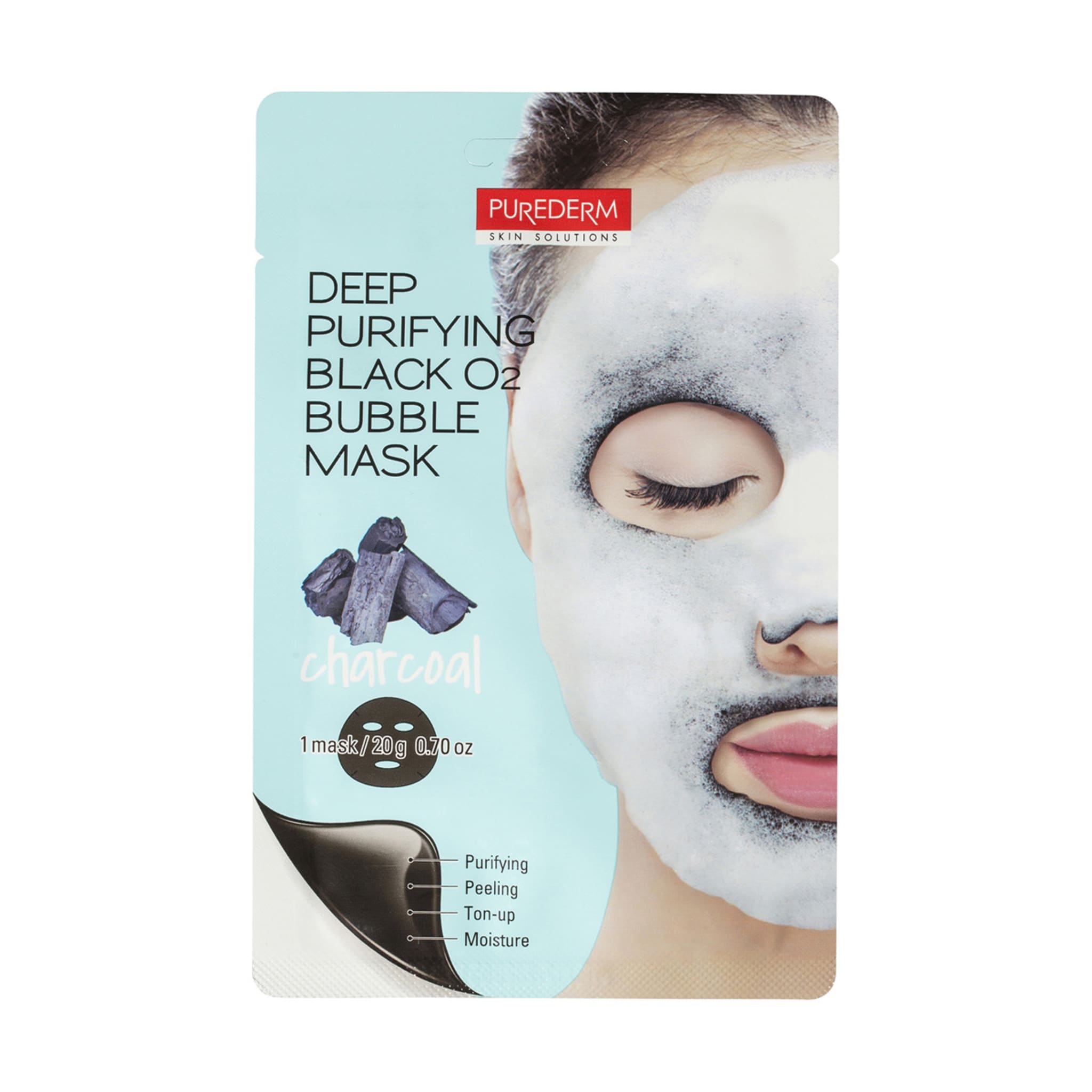 Purederm Charcoal Deep Purifying Black O2 Bubble Mask 20g Kmart