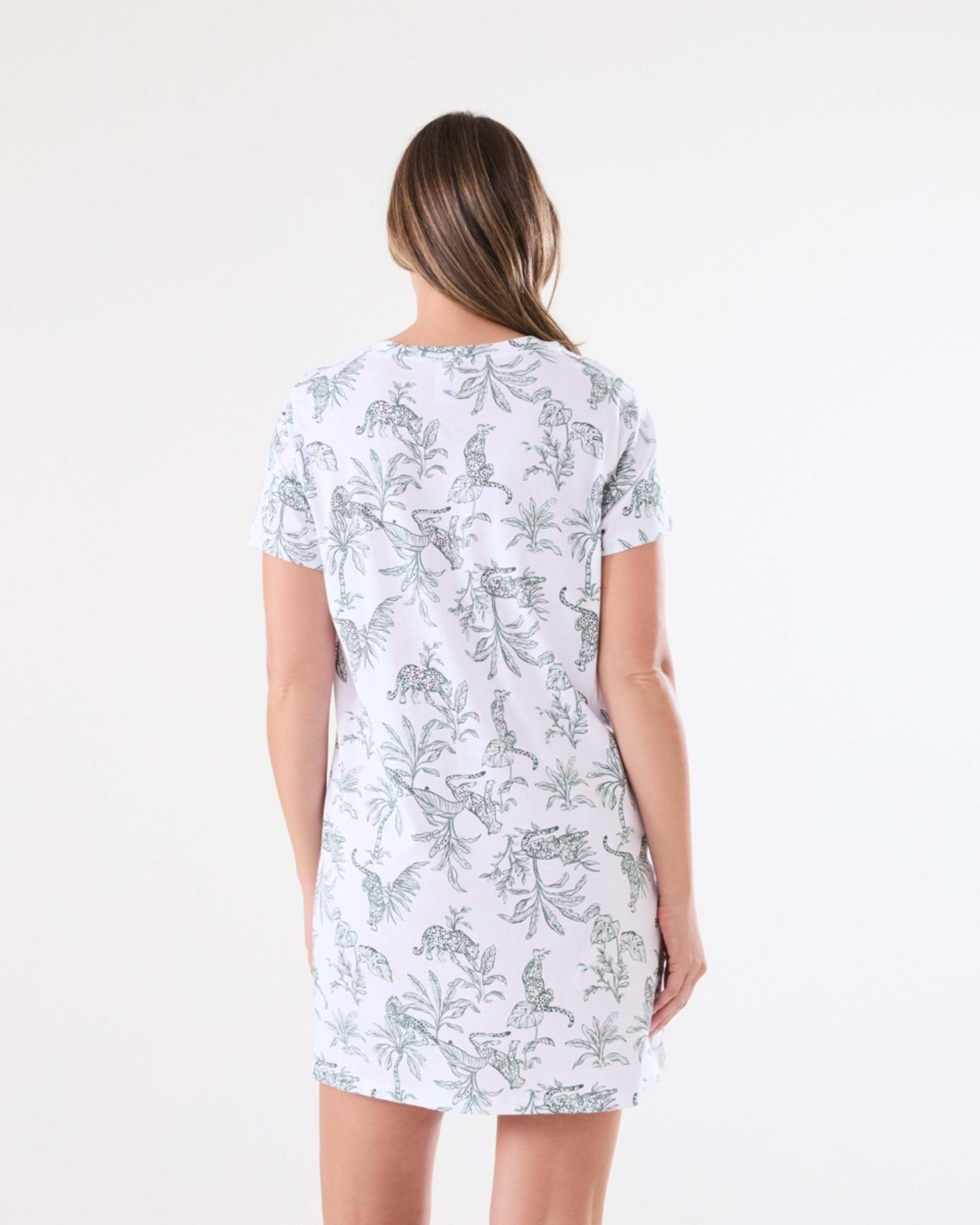 3 Short Sleeve V-Neck Nightie LEOPARDS WHITE, 3 of 5