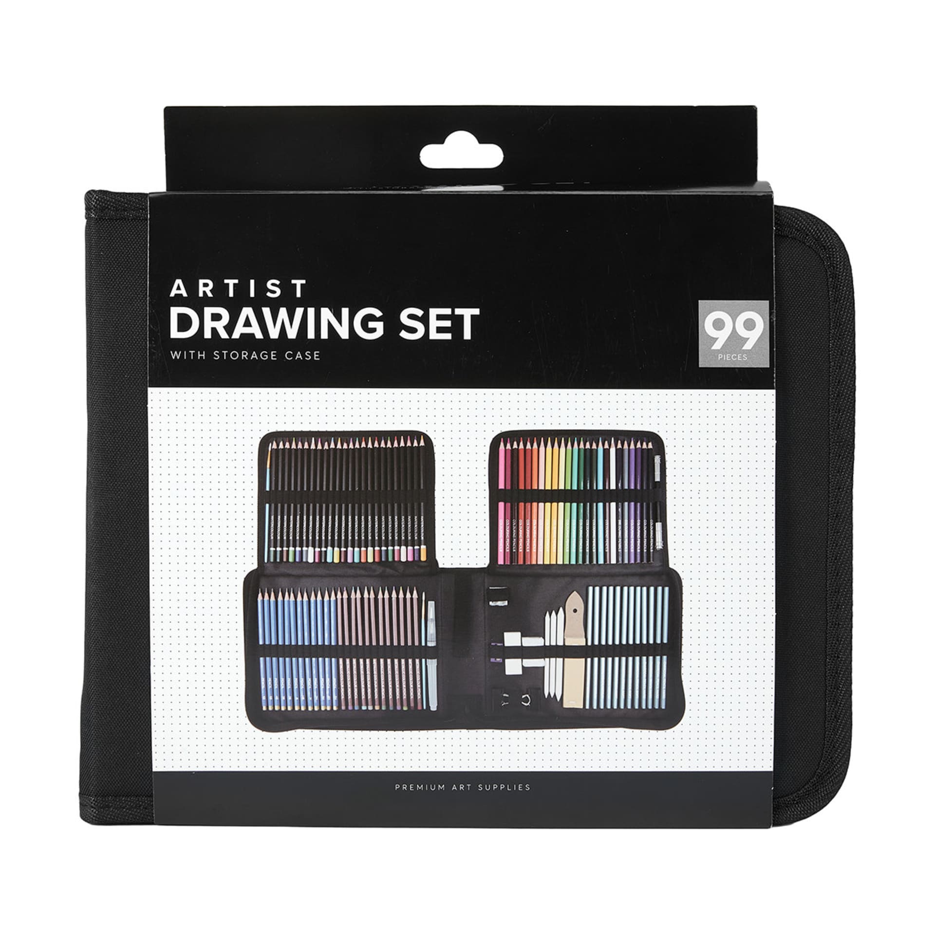 99 Piece Artist Drawing Set with Storage Case Kmart